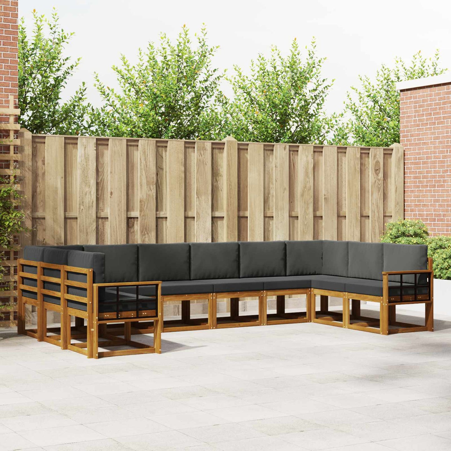 Outdoor-Sofagarnitur 10 stk. Natur und Anthrazit