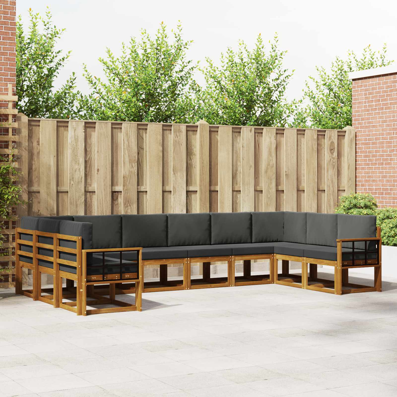 Outdoor-Sofagarnitur 10 stk. Natur und Anthrazit