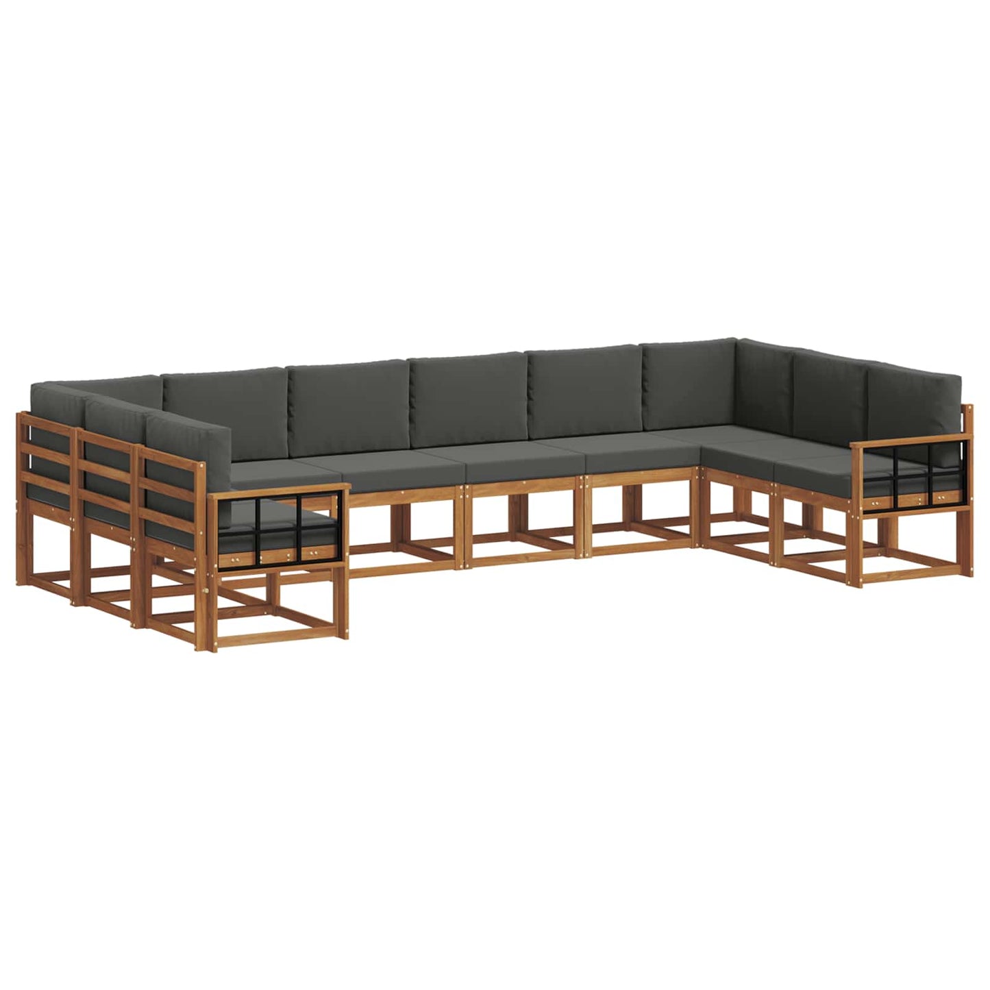 Outdoor-Sofagarnitur 10 stk. Natur und Anthrazit