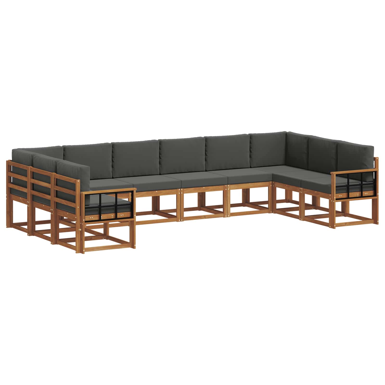Outdoor-Sofagarnitur 10 stk. Natur und Anthrazit