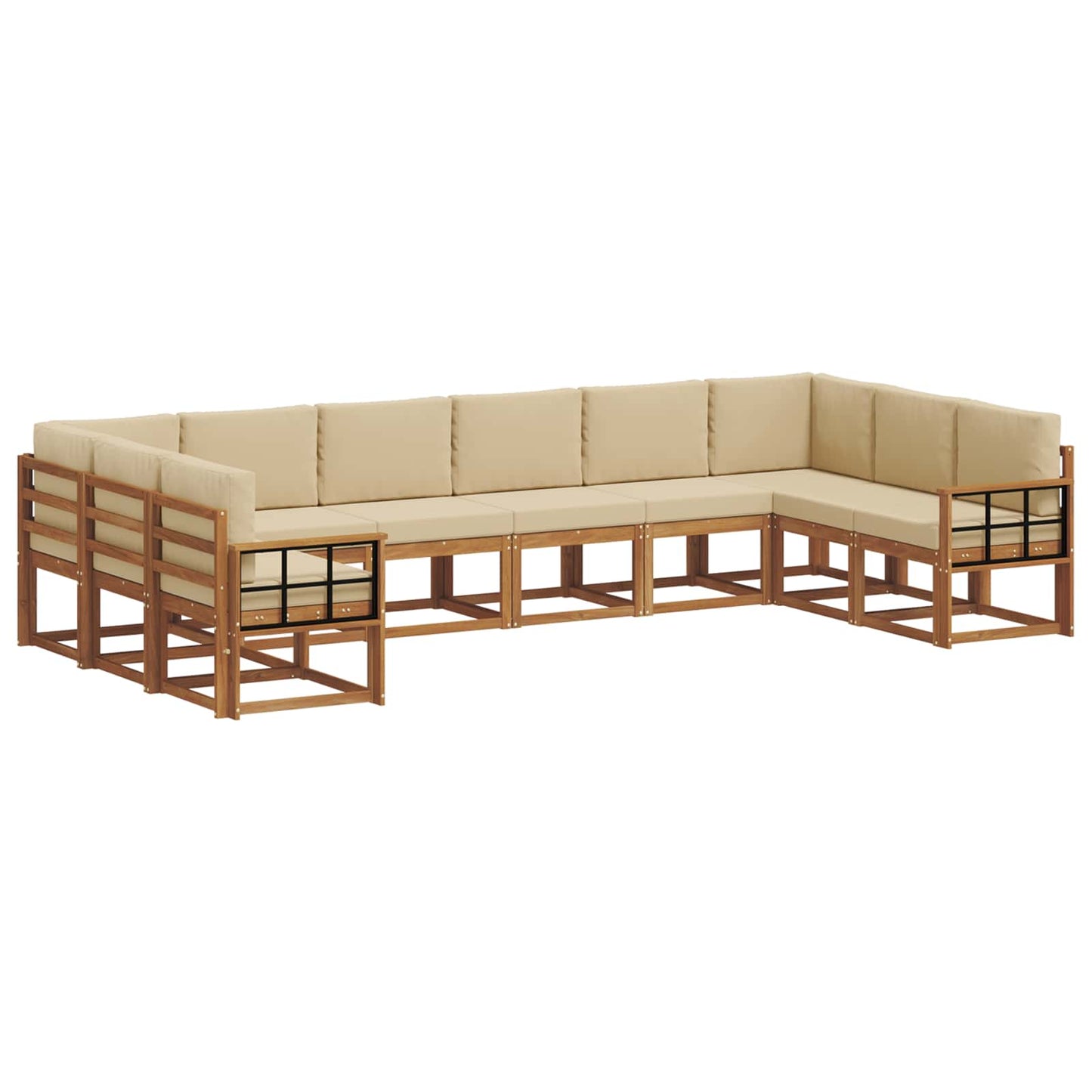 Outdoor-Sofagarnitur mit Kissen 10 pcs Natur und Beige