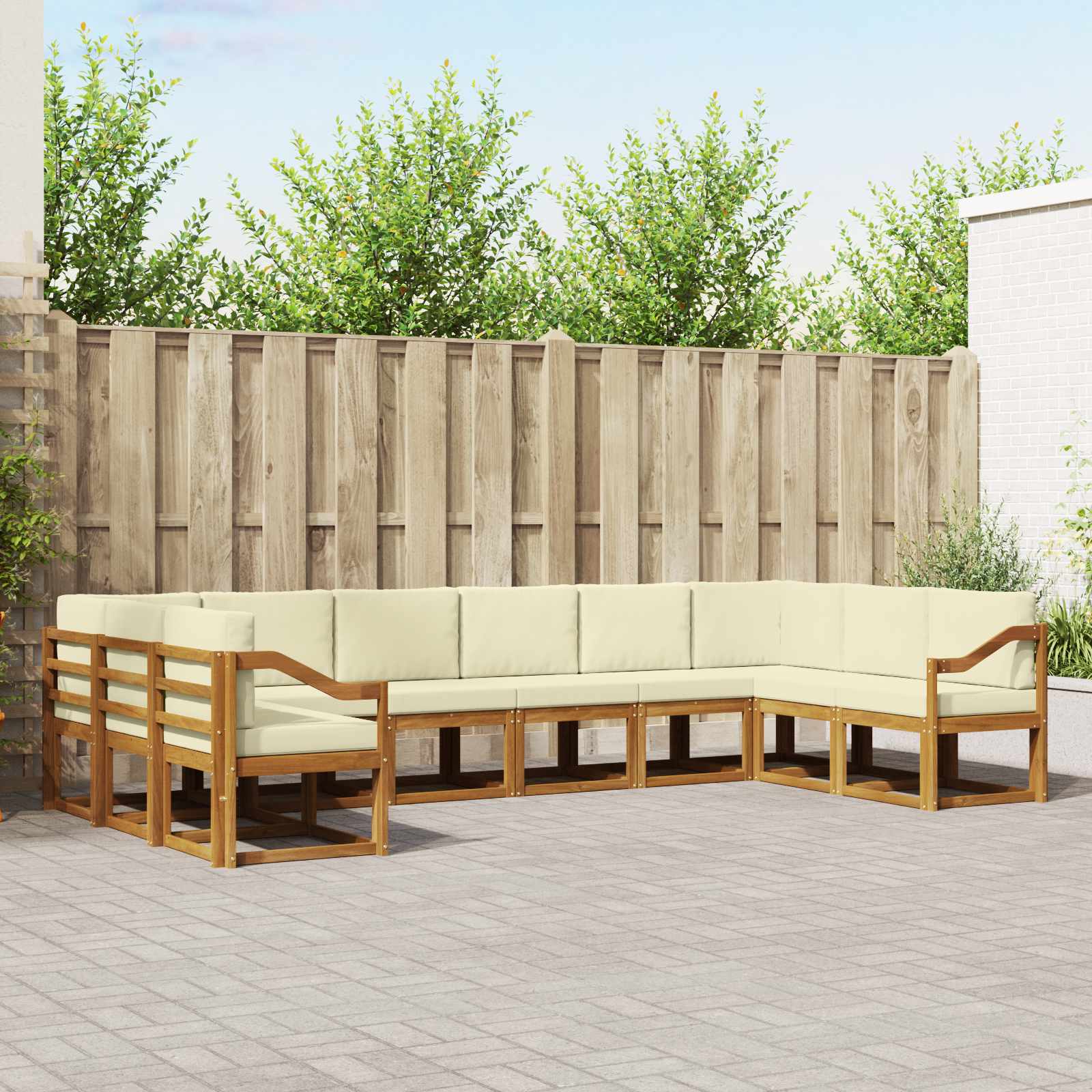 Outdoor-Sofagarnitur 10 stk. Natur und Creme