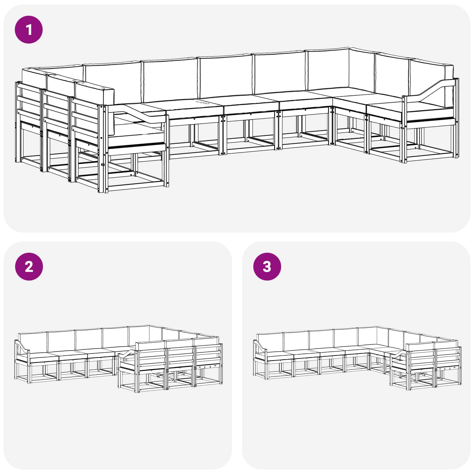 Outdoor-Sofagarnitur 10 stk. Natur und Creme