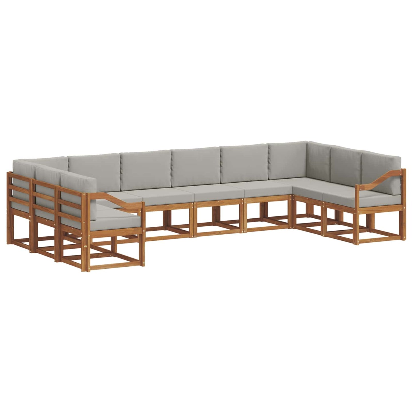 Outdoor-Sofagarnitur mit Kissen 10 pcs Natürlich und Hellgrau