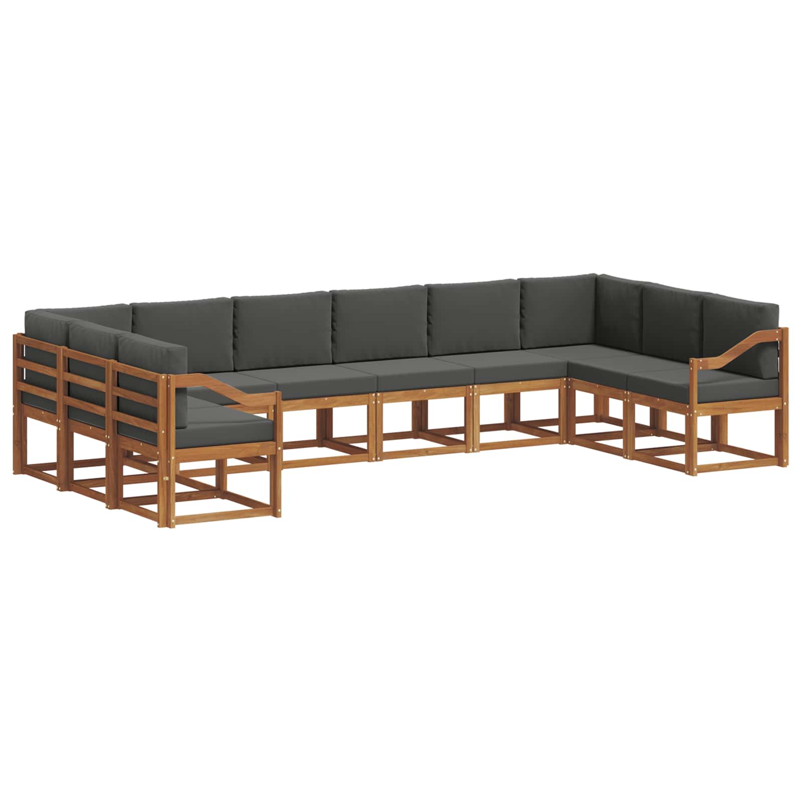 Outdoor-Sofagarnitur 10 stk. Natur und Anthrazit