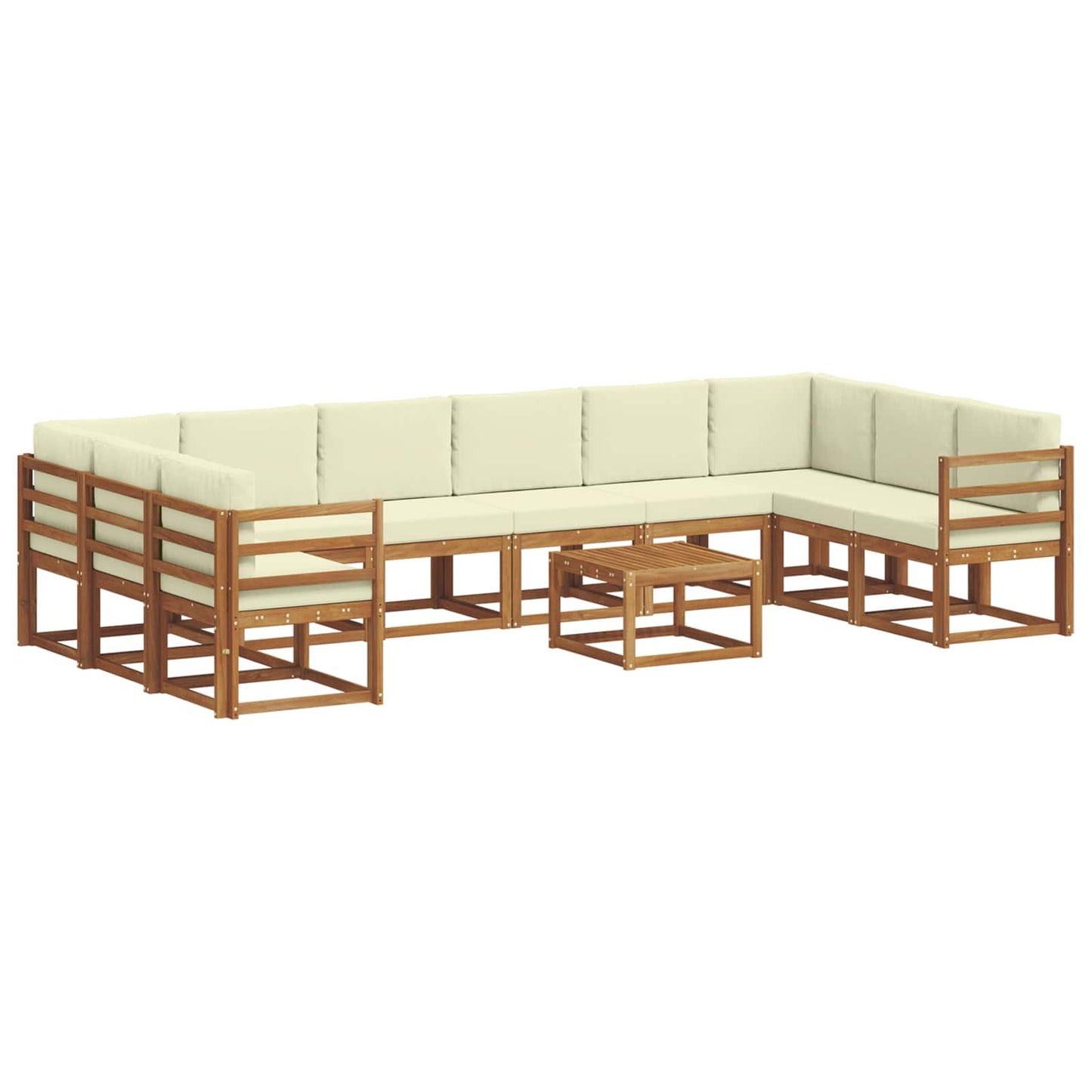 Outdoor-Sofagarnitur 11 stk. Natur und Creme