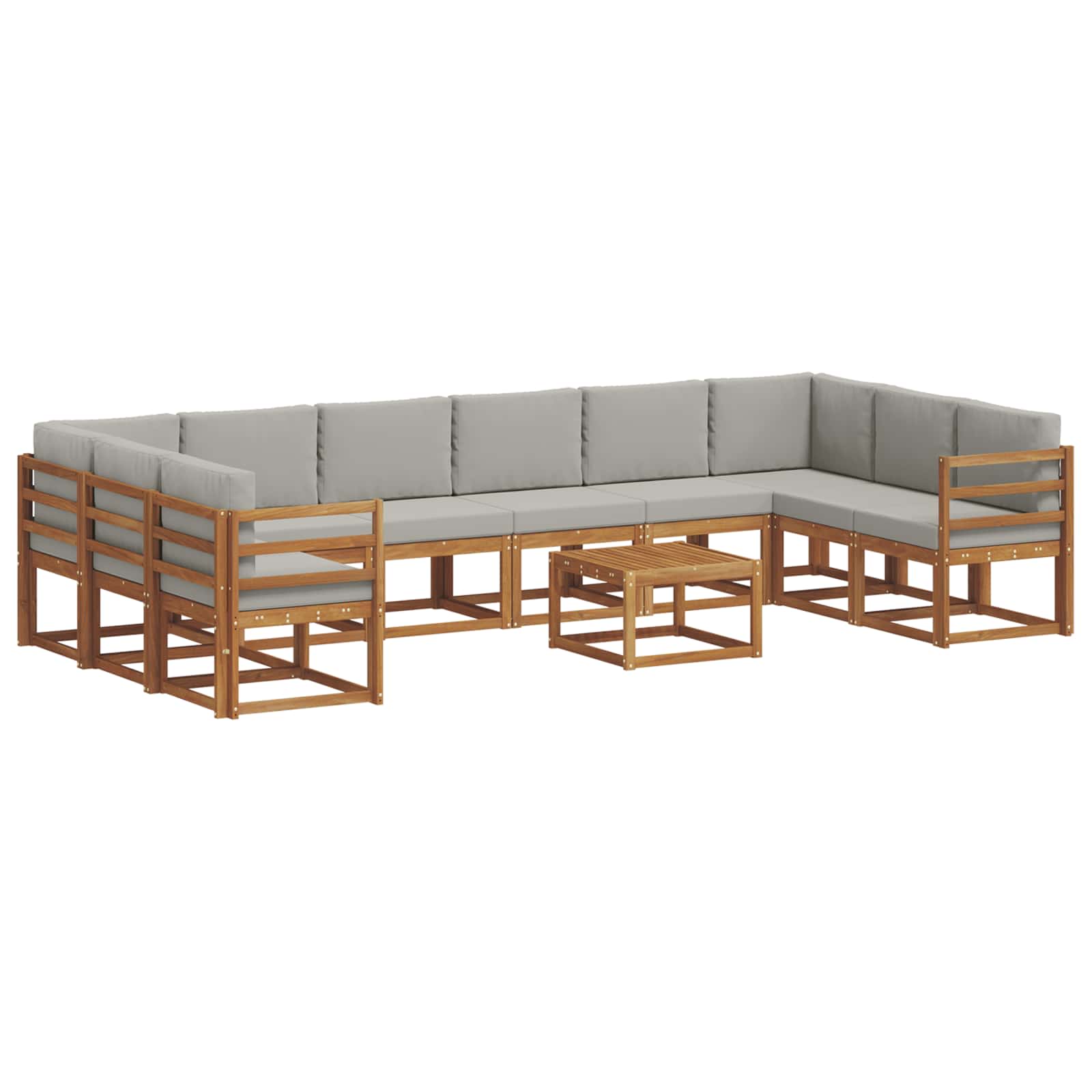 Outdoor-Sofagarnitur mit Kissen 11 pcs Natürlich und Hellgrau