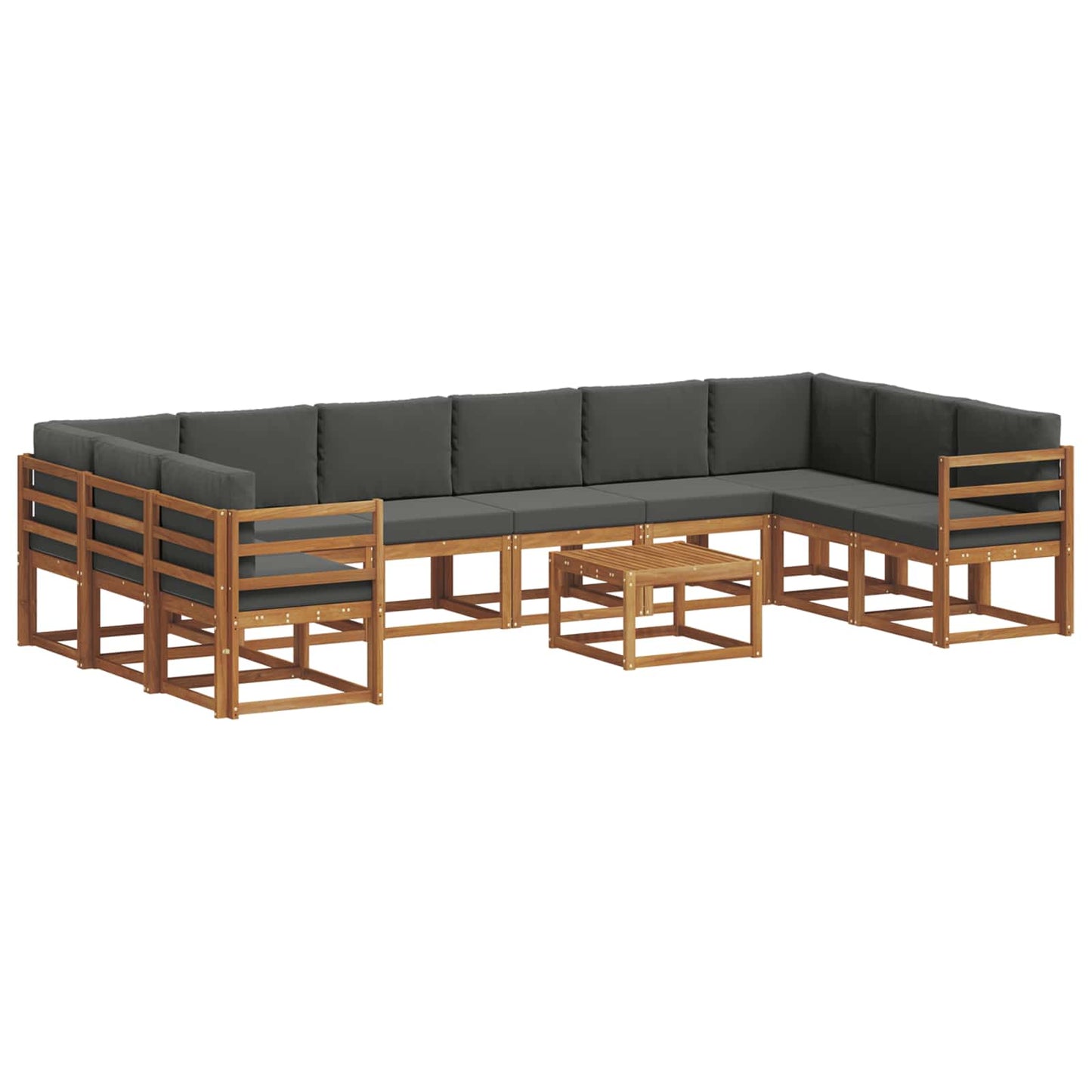 Outdoor-Sofagarnitur 11 stk. Natur und Anthrazit
