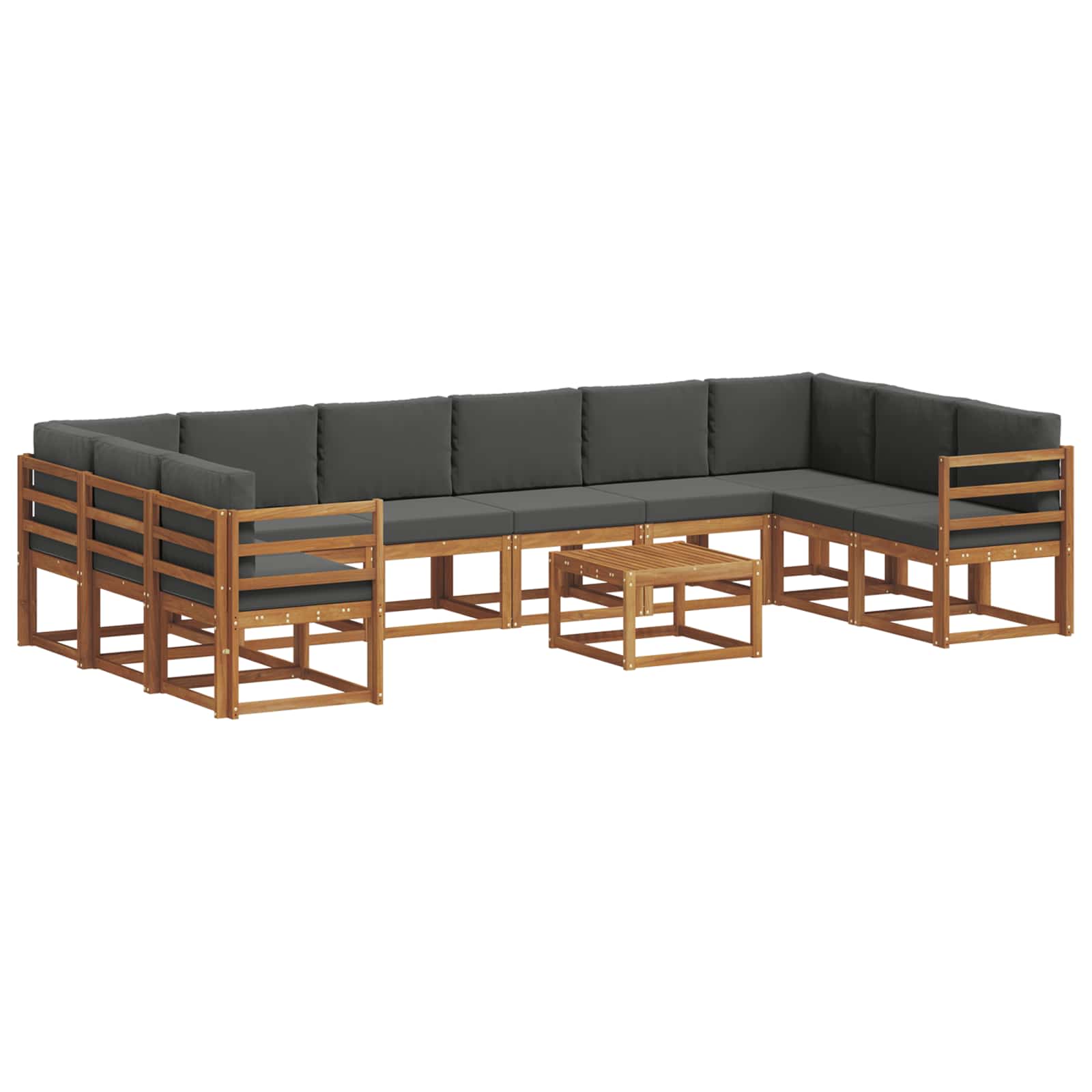 Outdoor-Sofagarnitur 11 stk. Natur und Anthrazit