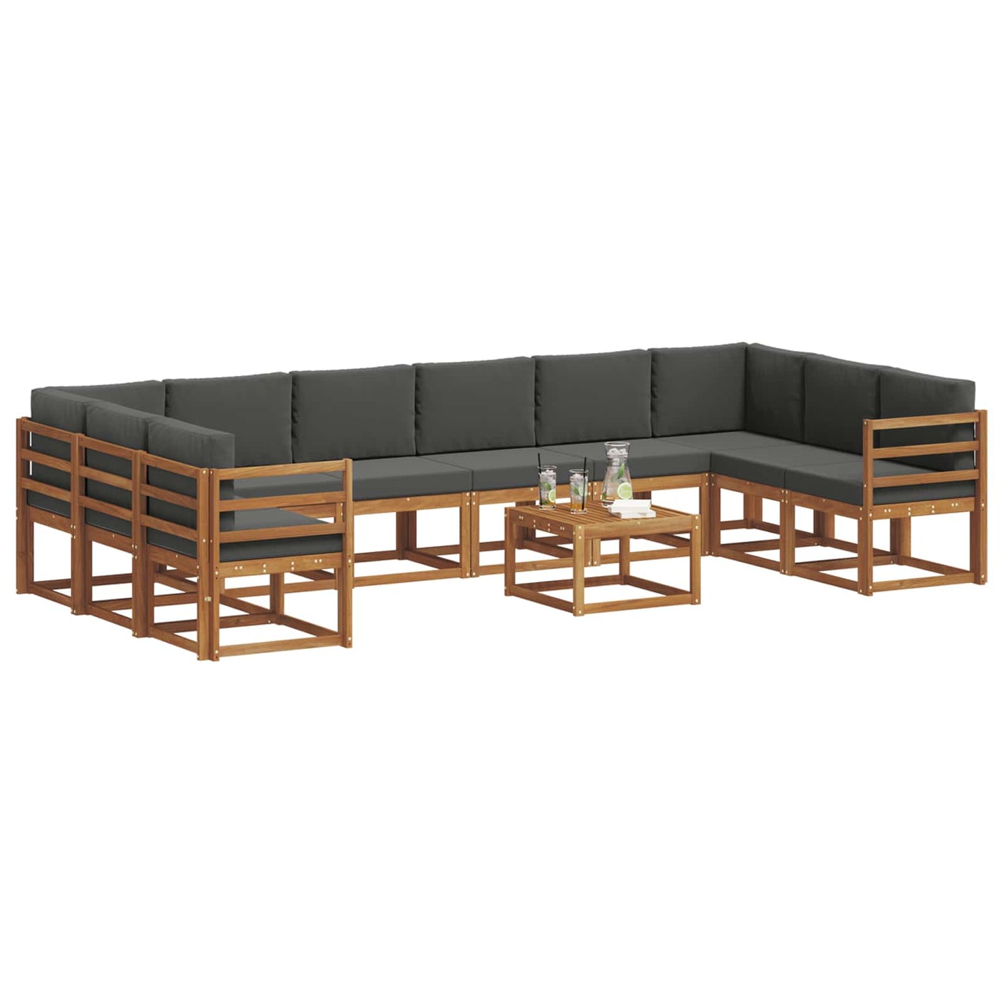 Outdoor-Sofagarnitur 11 stk. Natur und Anthrazit
