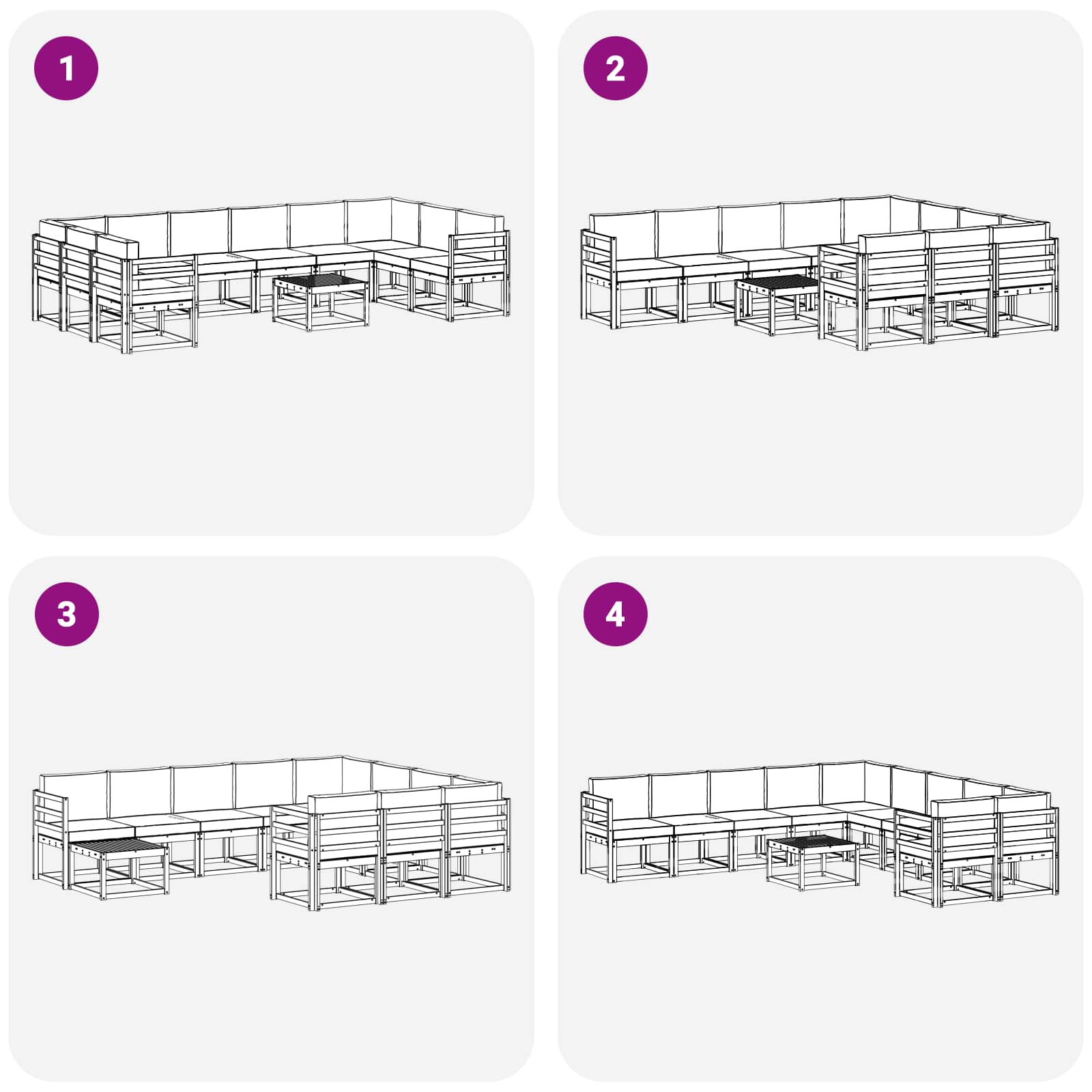 Outdoor-Sofagarnitur 11 stk. Natur und Anthrazit