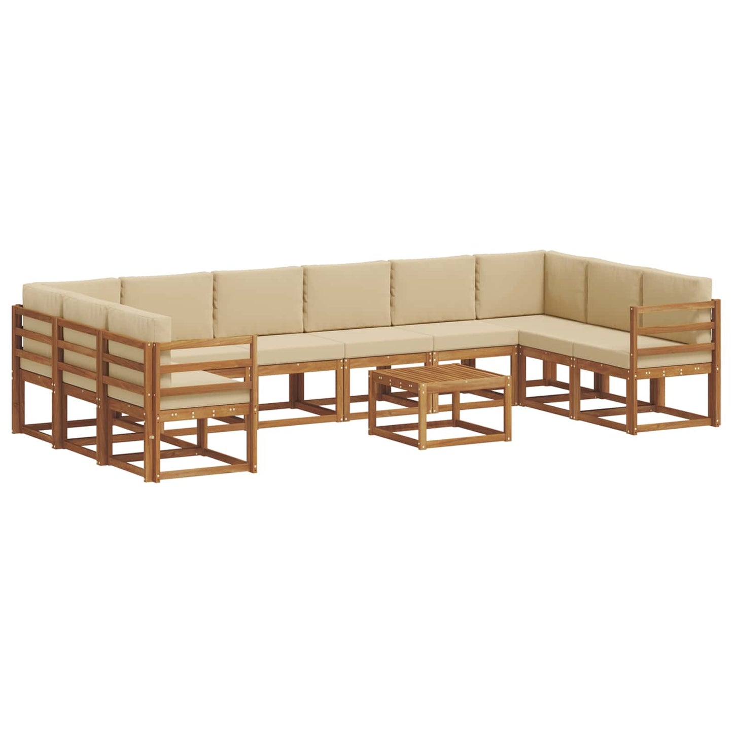Outdoor-Sofagarnitur mit Kissen 11 pcs Natur und Beige