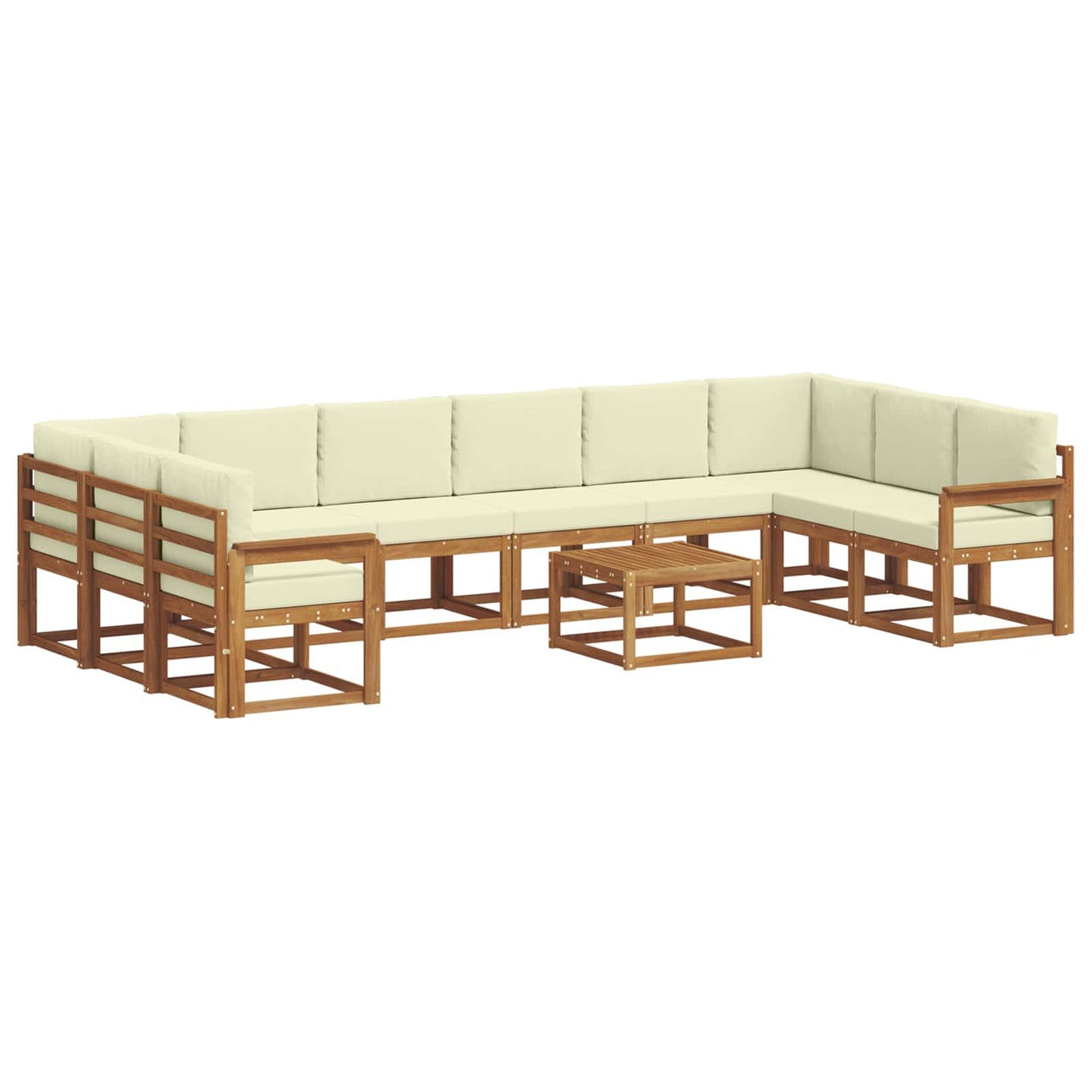 Outdoor-Sofagarnitur 11 stk. Natur und Creme