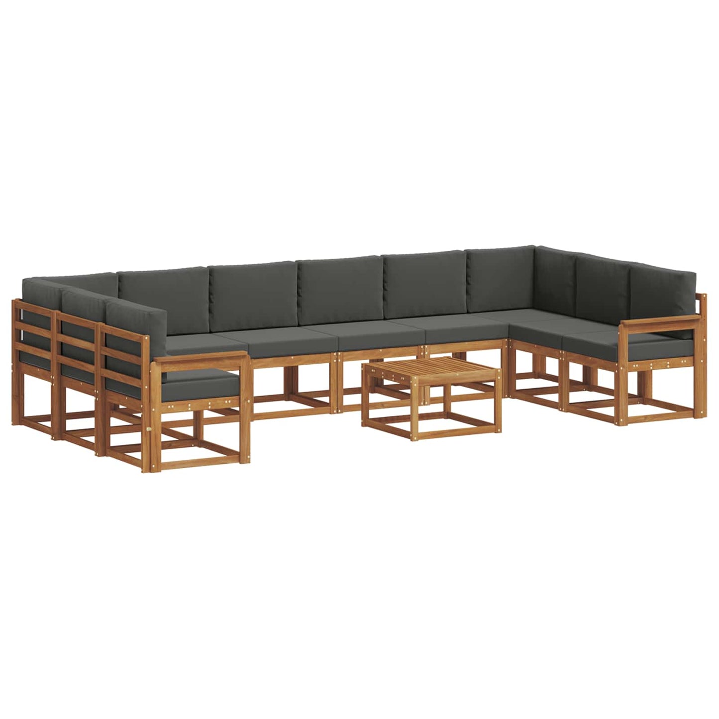 Outdoor-Sofagarnitur 11 stk. Natur und Anthrazit