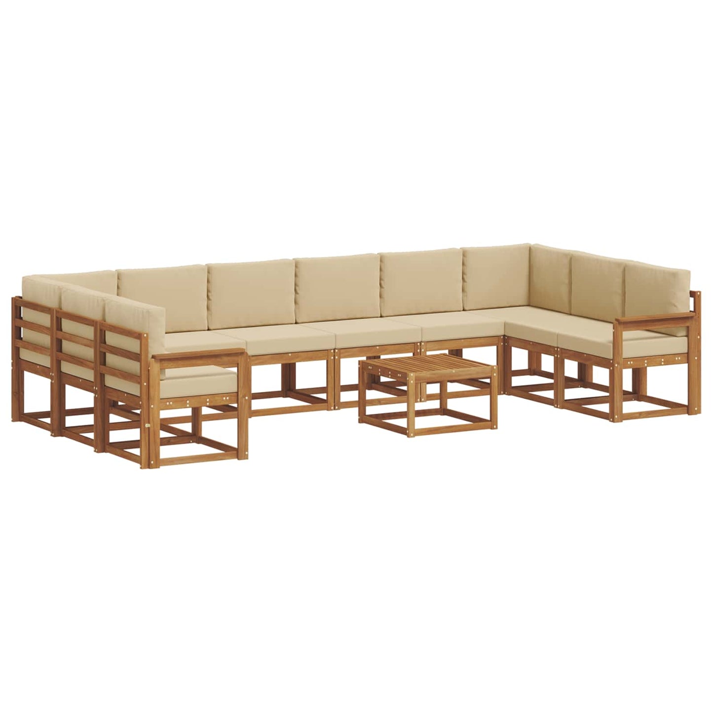 Outdoor-Sofagarnitur mit Kissen 11 pcs Natur und Beige
