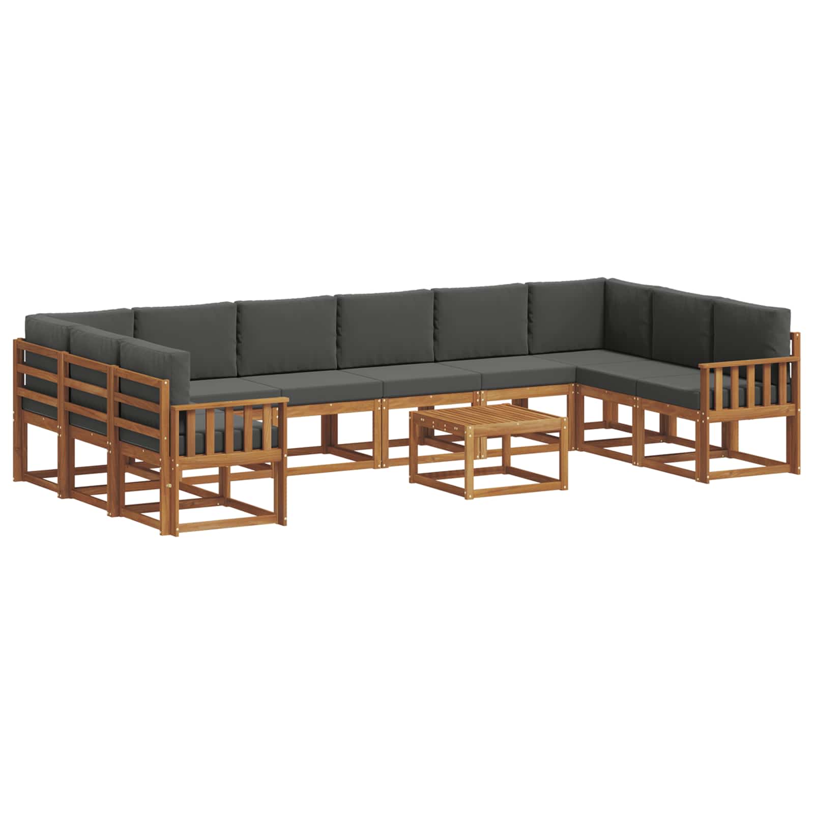 Outdoor-Sofagarnitur 11 stk. Natur und Anthrazit