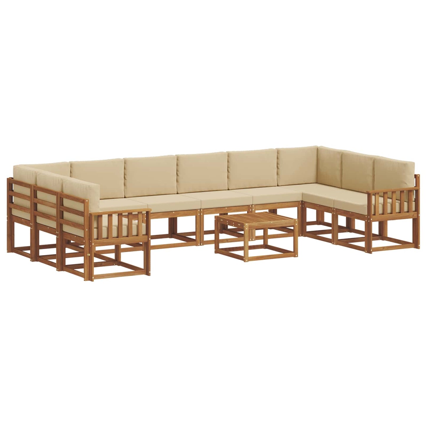 Outdoor-Sofagarnitur mit Kissen 11 pcs Natur und Beige