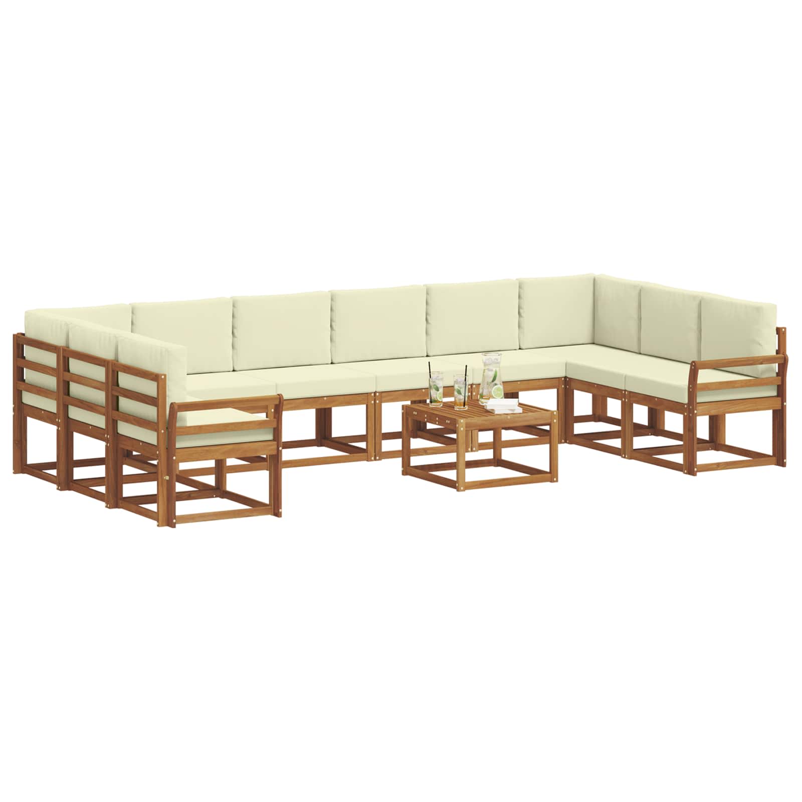 Outdoor-Sofagarnitur 11 stk. Natur und Creme