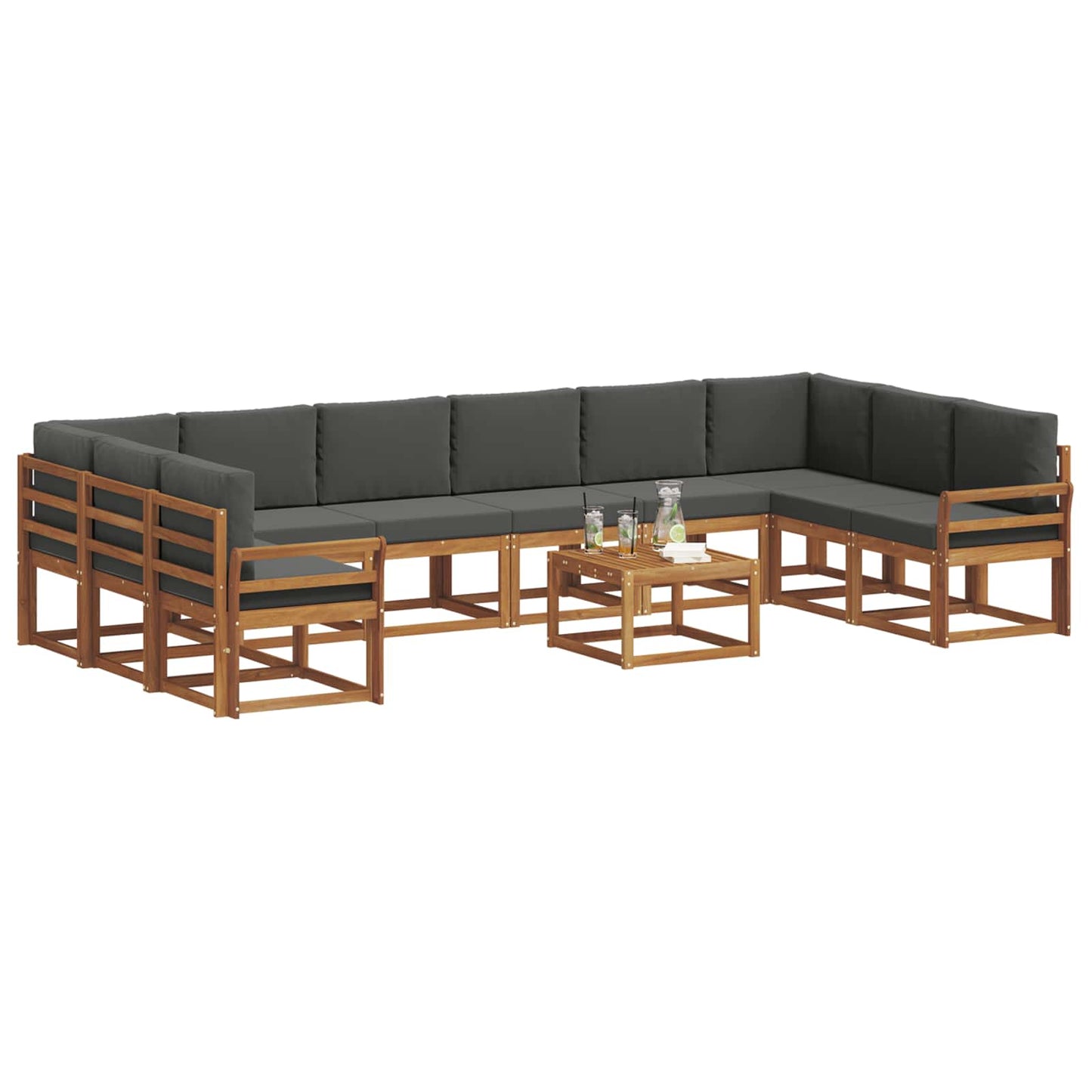 Outdoor-Sofagarnitur 11 stk. Natur und Anthrazit