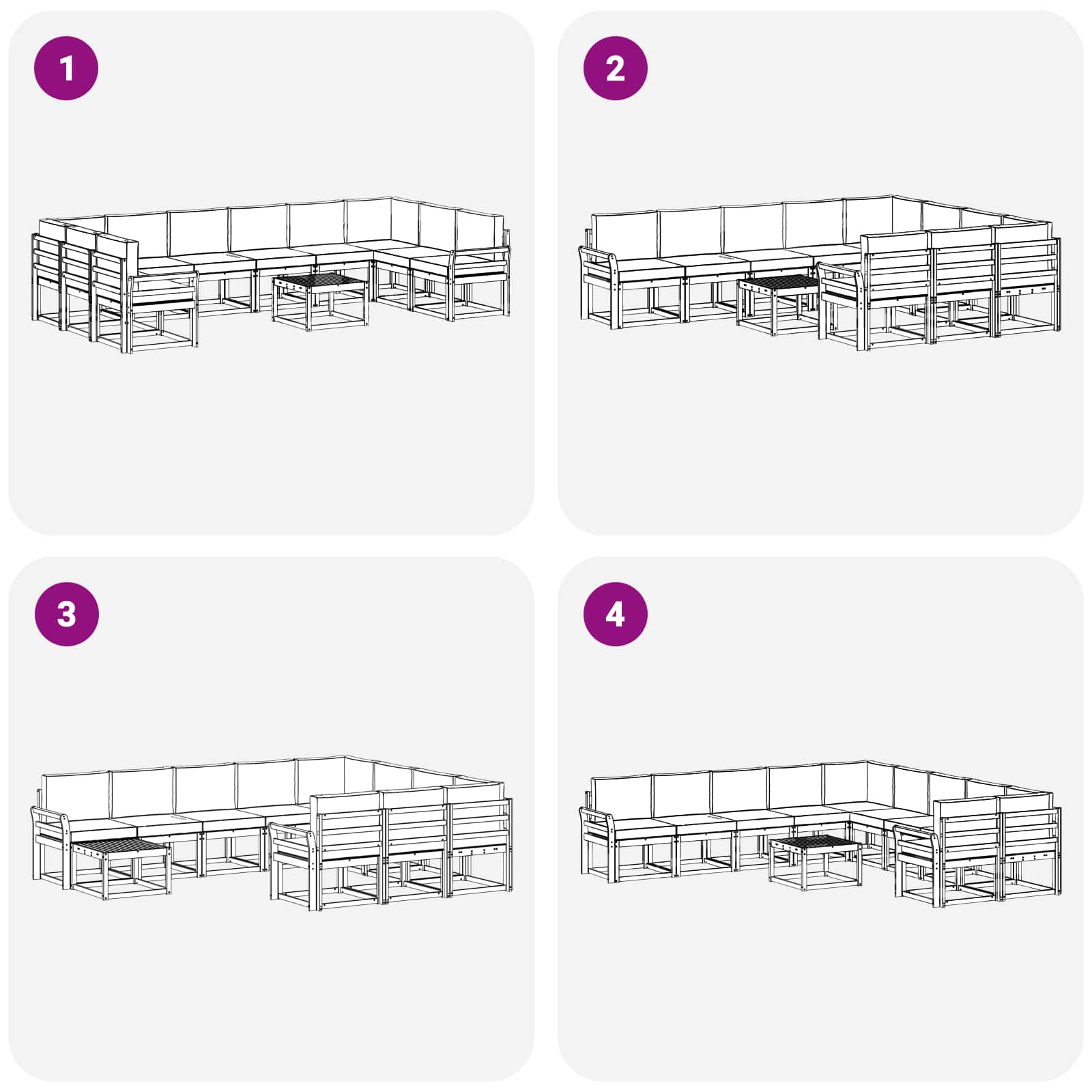 Outdoor-Sofagarnitur 11 stk. Natur und Anthrazit