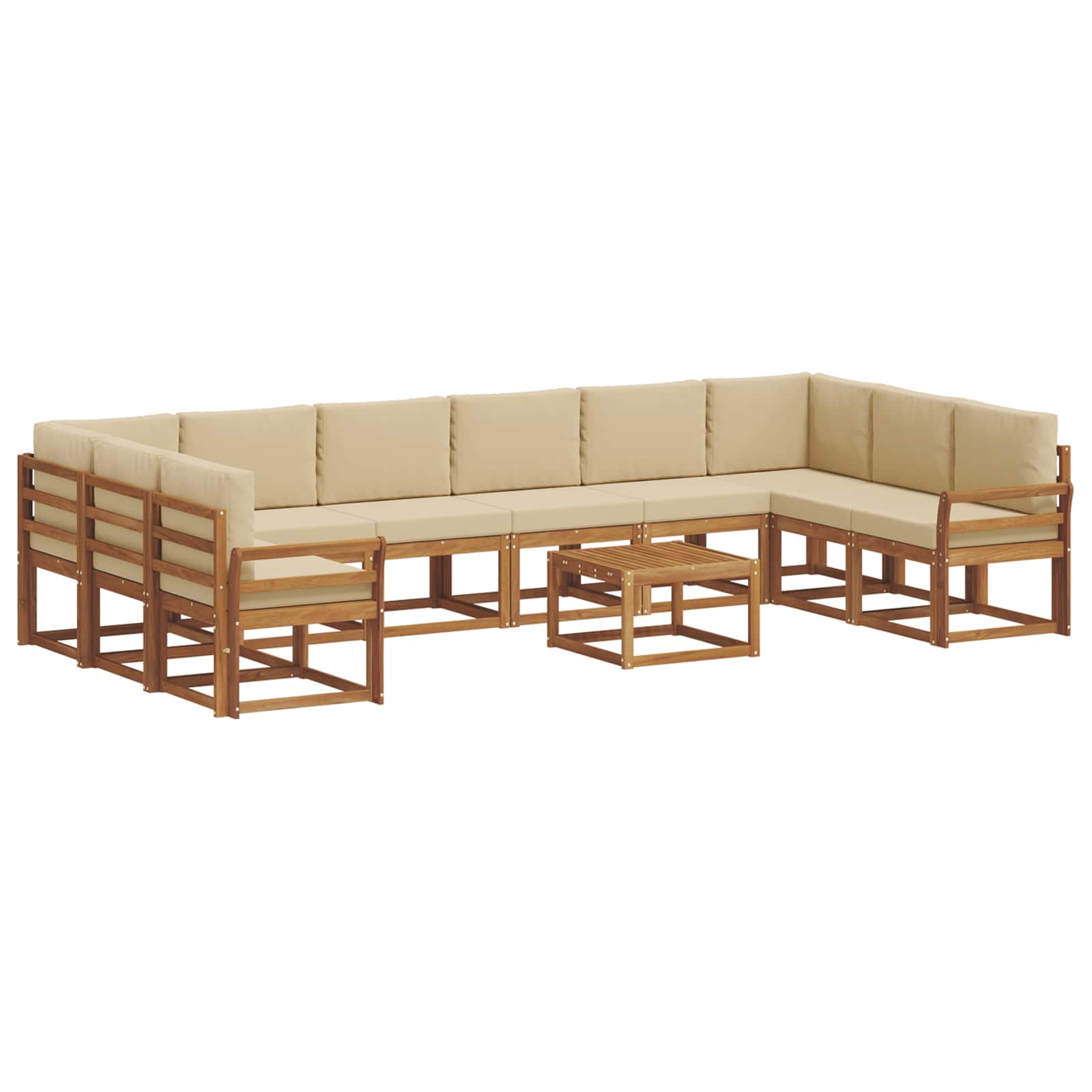 Outdoor-Sofagarnitur mit Kissen 11 pcs Natur und Beige