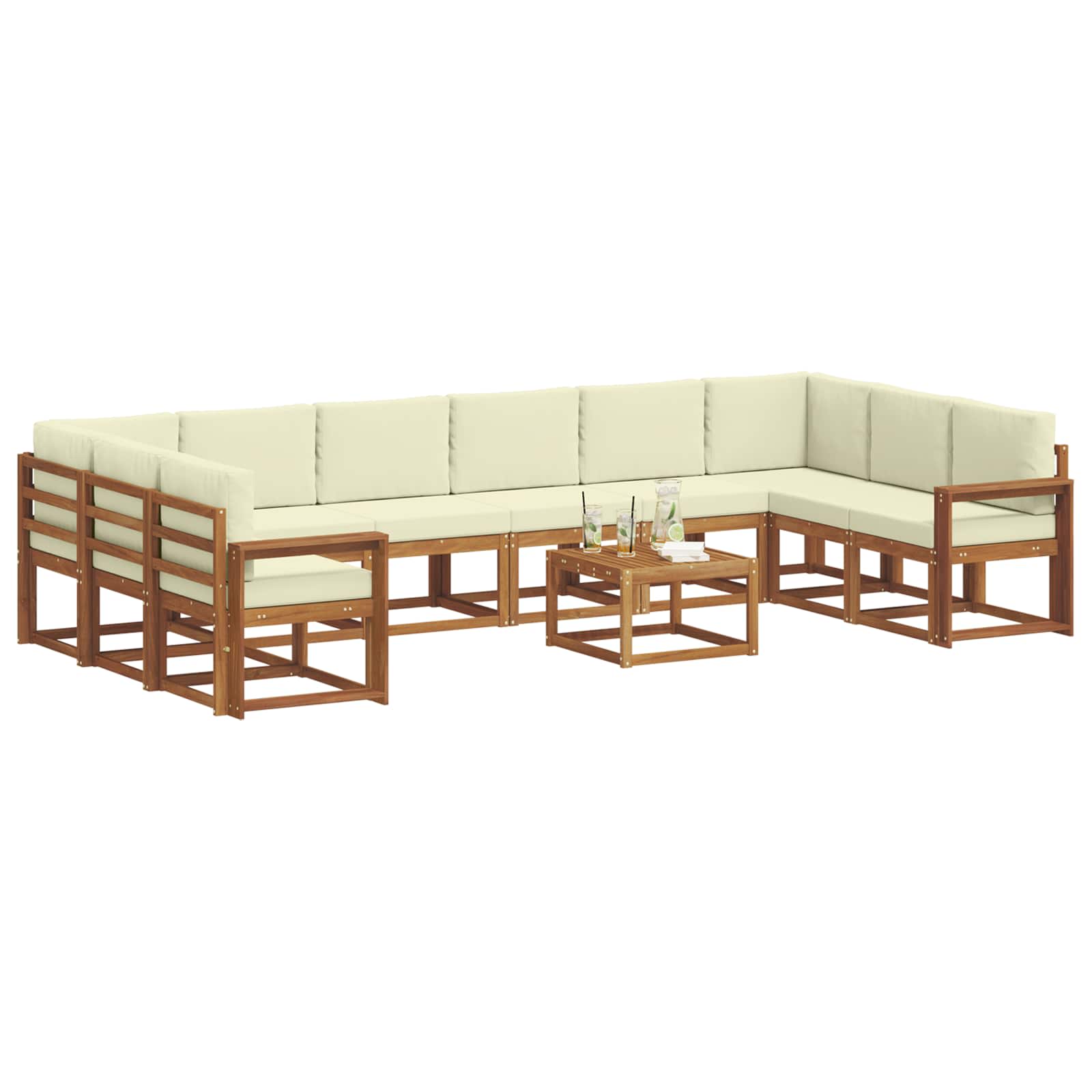 Outdoor-Sofagarnitur 11 stk. Natur und Creme