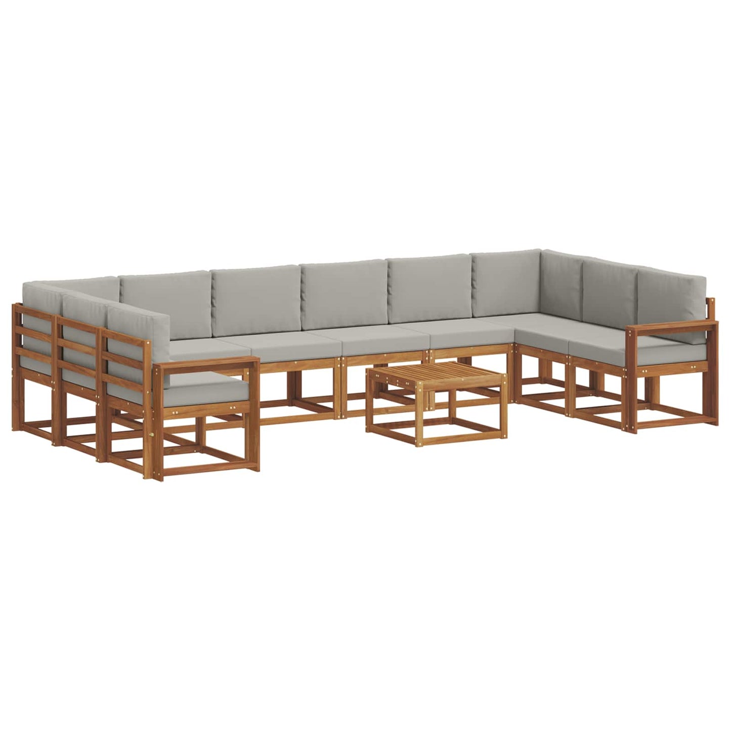 Outdoor-Sofagarnitur mit Kissen 11 pcs Natürlich und Hellgrau