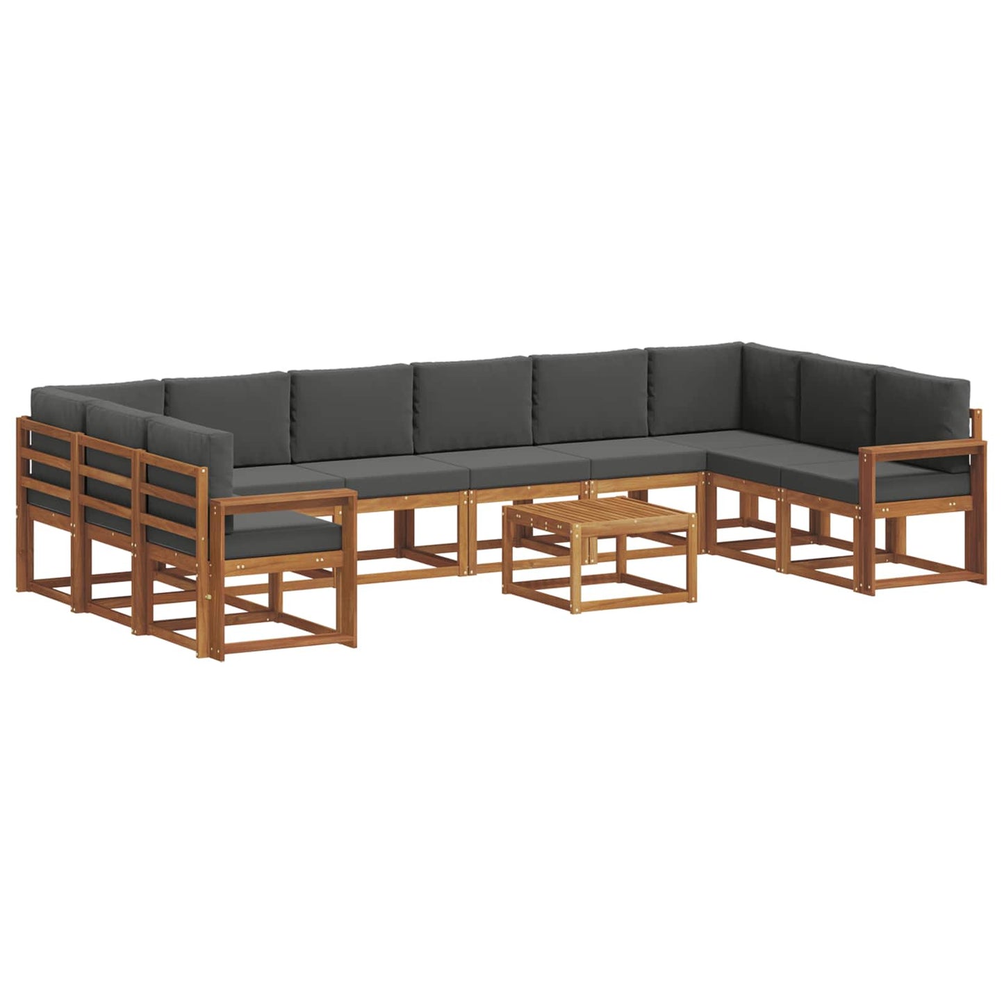 Outdoor-Sofagarnitur 11 stk. Natur und Anthrazit