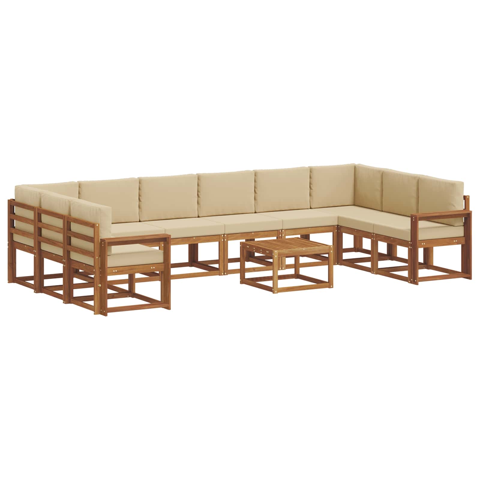 Outdoor-Sofagarnitur mit Kissen 11 pcs Natur und Beige