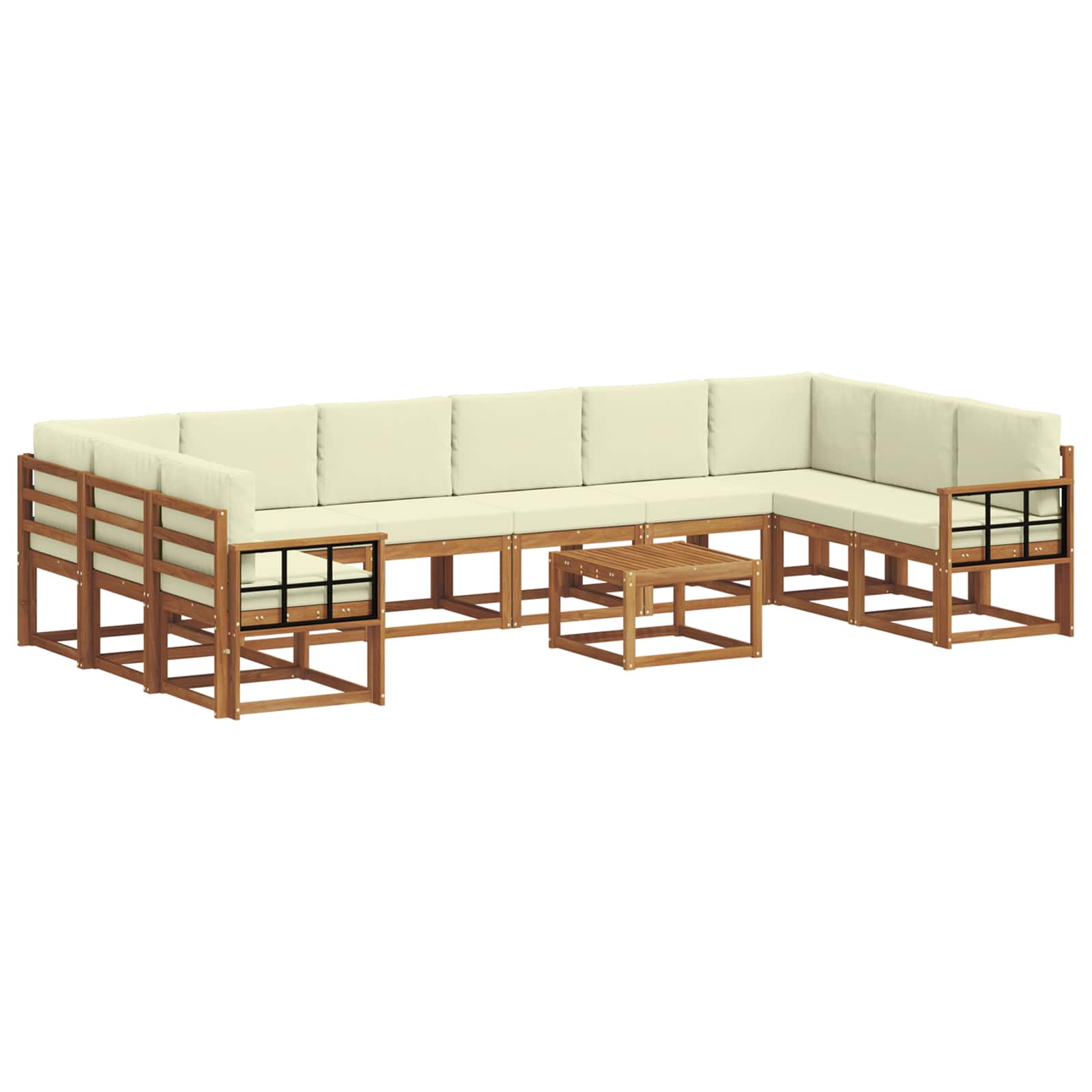 Outdoor-Sofagarnitur 11 stk. Natur und Creme
