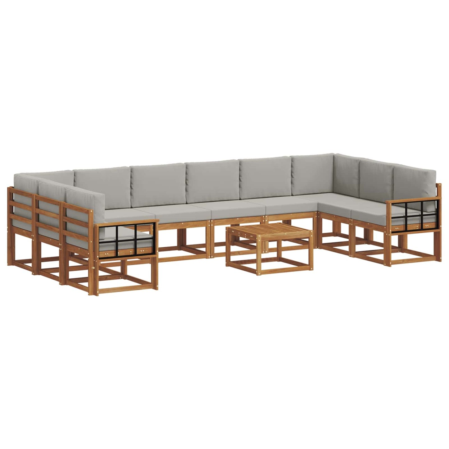 Outdoor-Sofagarnitur mit Kissen 11 pcs Natürlich und Hellgrau