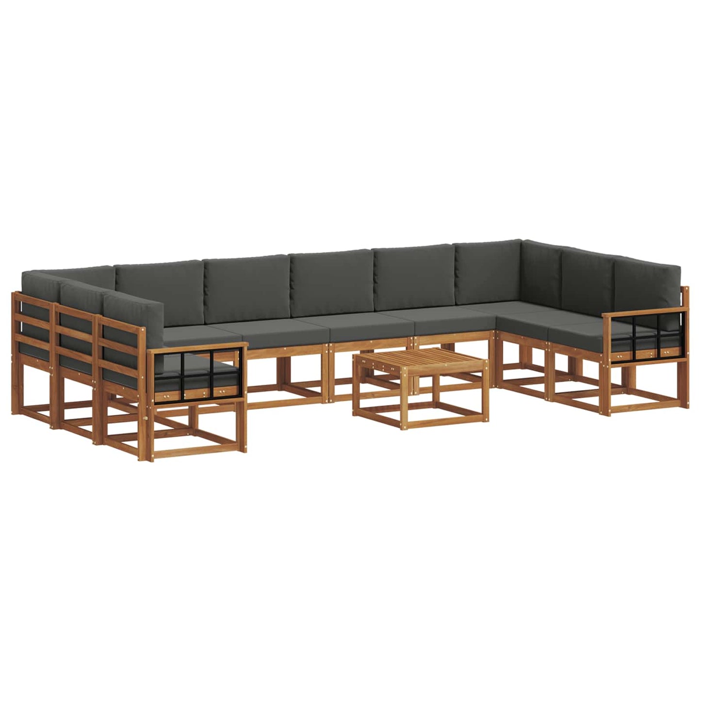 Outdoor-Sofagarnitur 11 stk. Natur und Anthrazit
