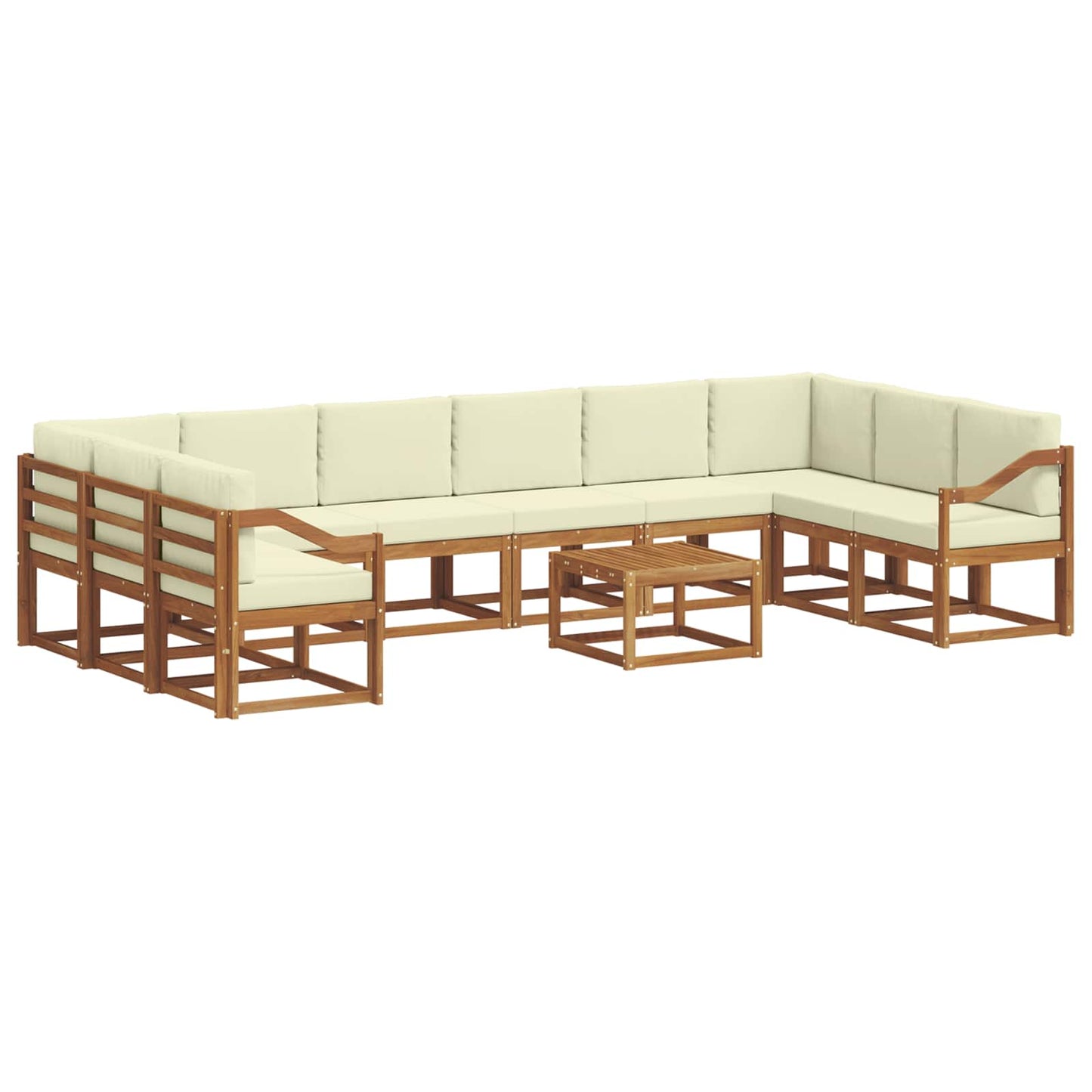 Outdoor-Sofagarnitur 11 stk. Natur und Creme