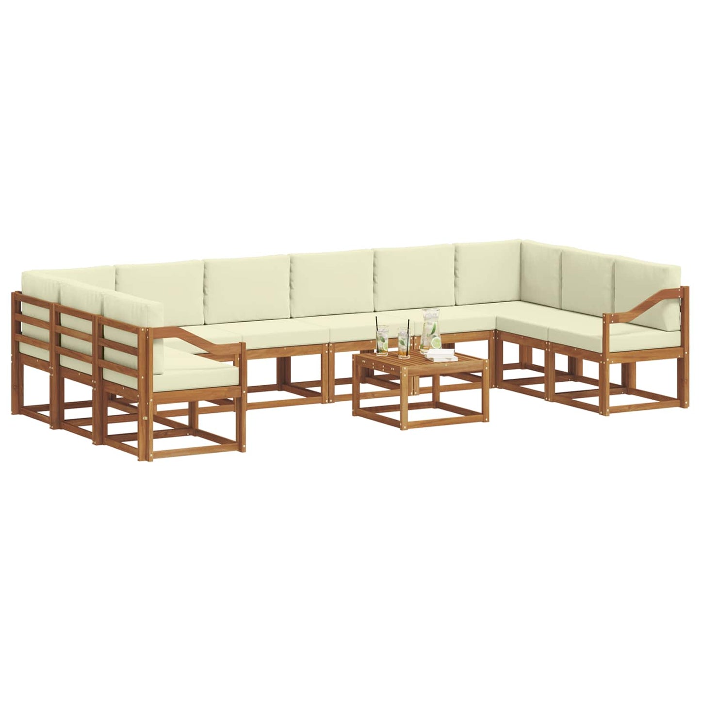 Outdoor-Sofagarnitur 11 stk. Natur und Creme