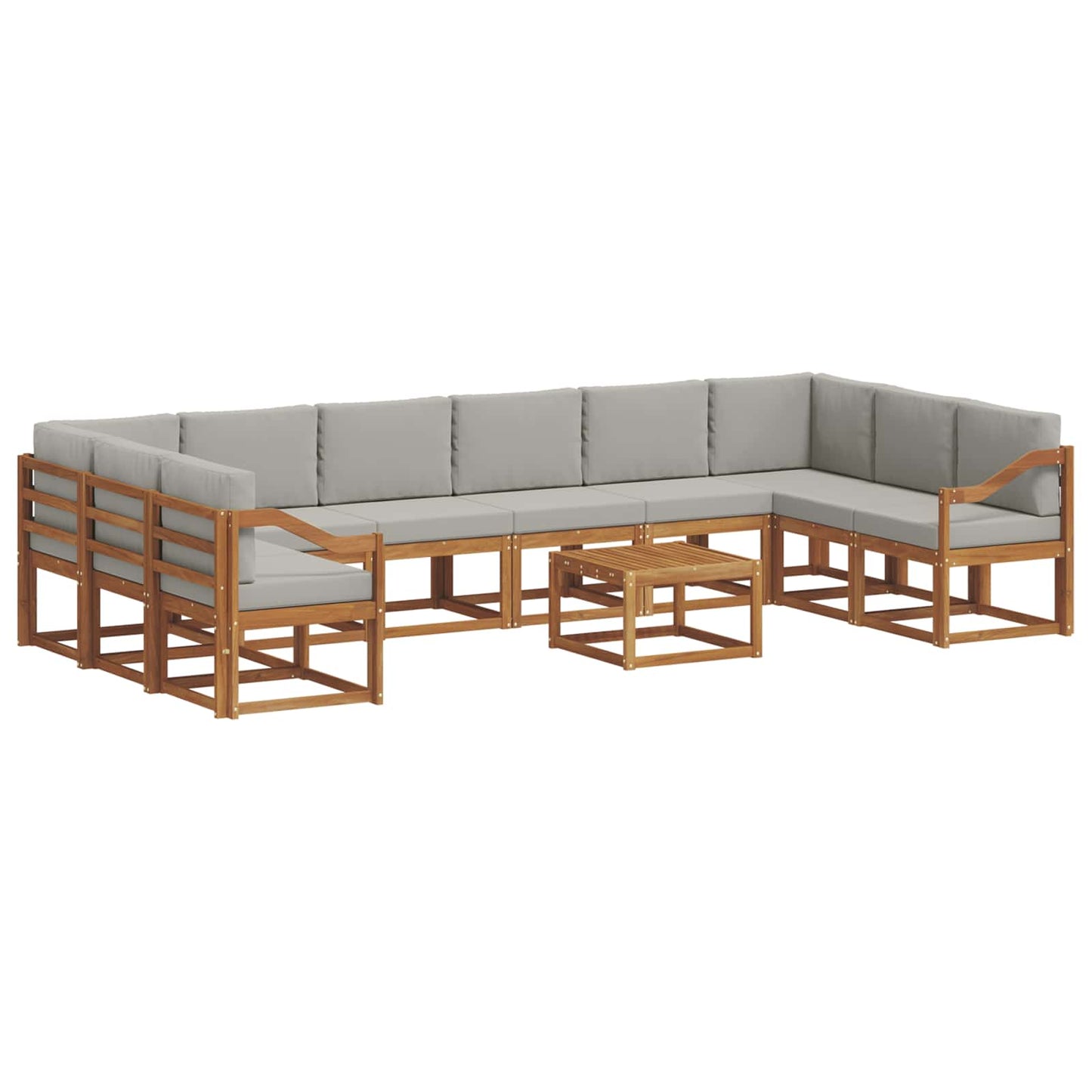Outdoor-Sofagarnitur mit Kissen 11 pcs Natürlich und Hellgrau