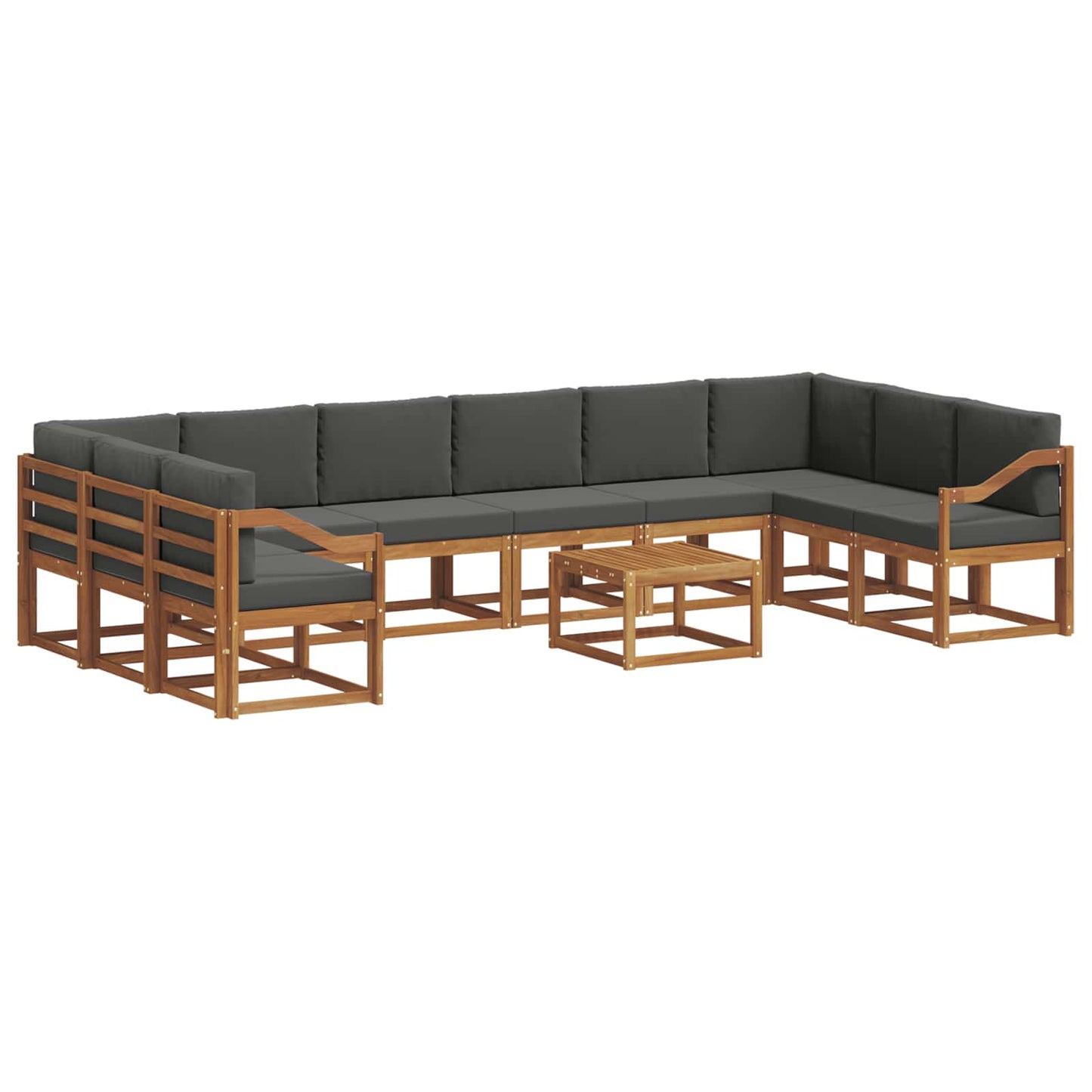 Outdoor-Sofagarnitur 11 stk. Natur und Anthrazit
