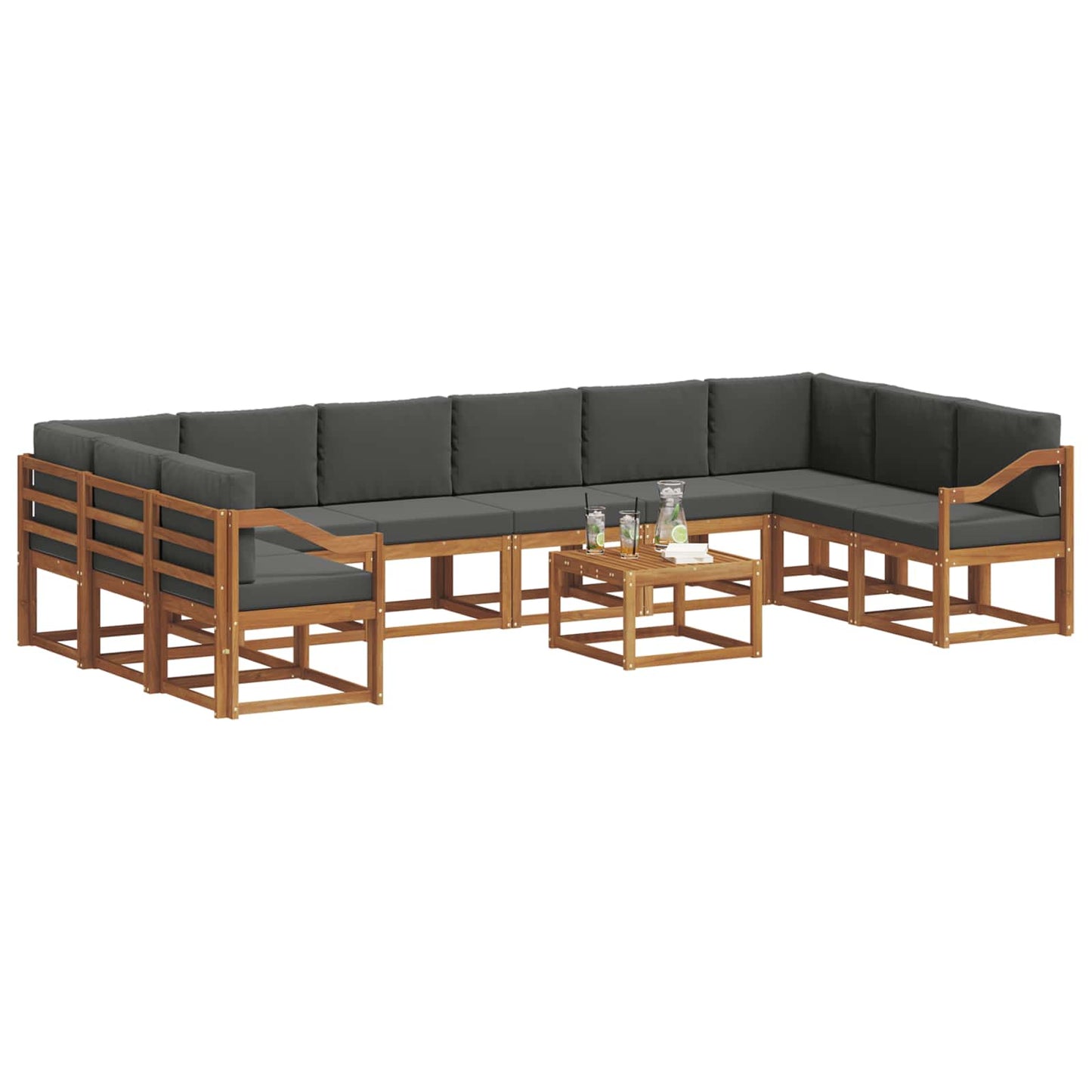 Outdoor-Sofagarnitur 11 stk. Natur und Anthrazit