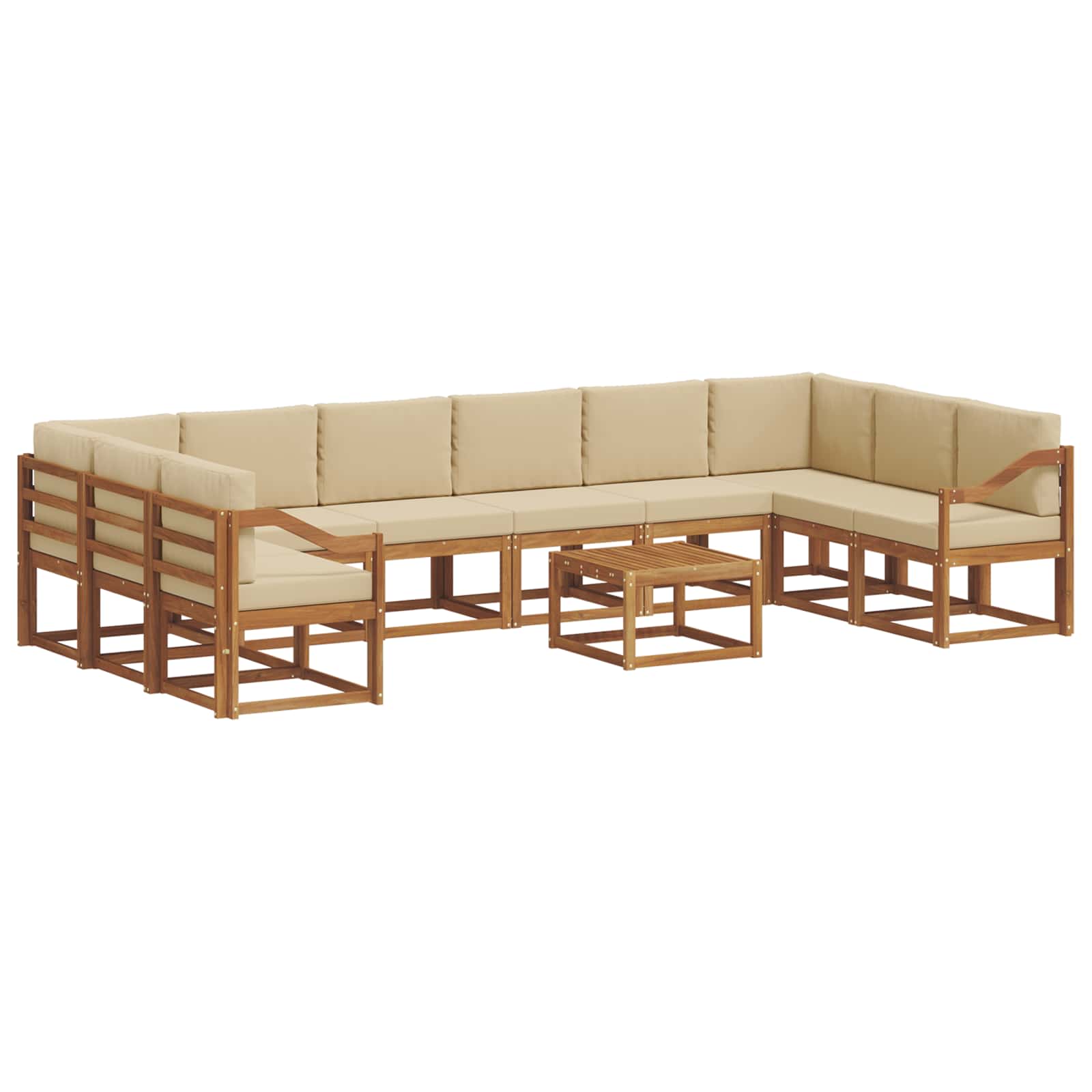Outdoor-Sofagarnitur mit Kissen 11 pcs Natur und Beige
