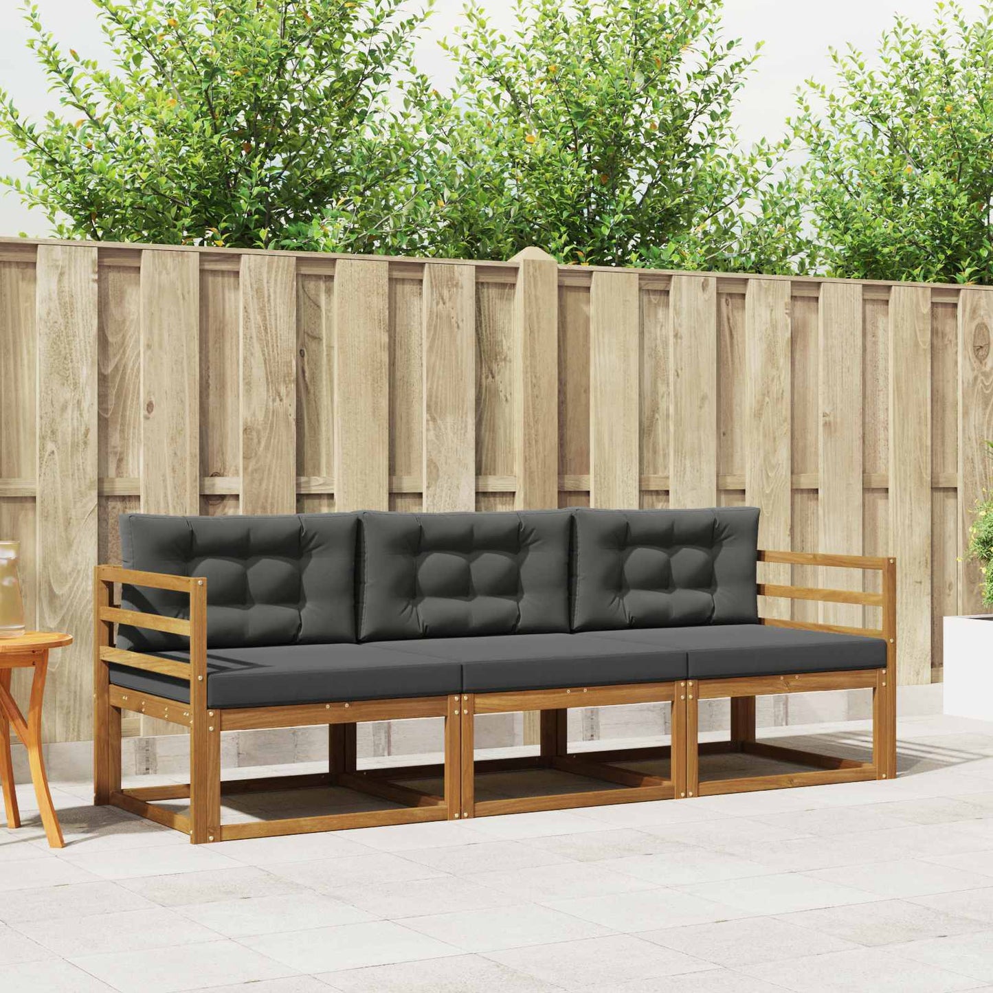 Outdoor-Sofagarnitur 3 stk. Natur und Anthrazit