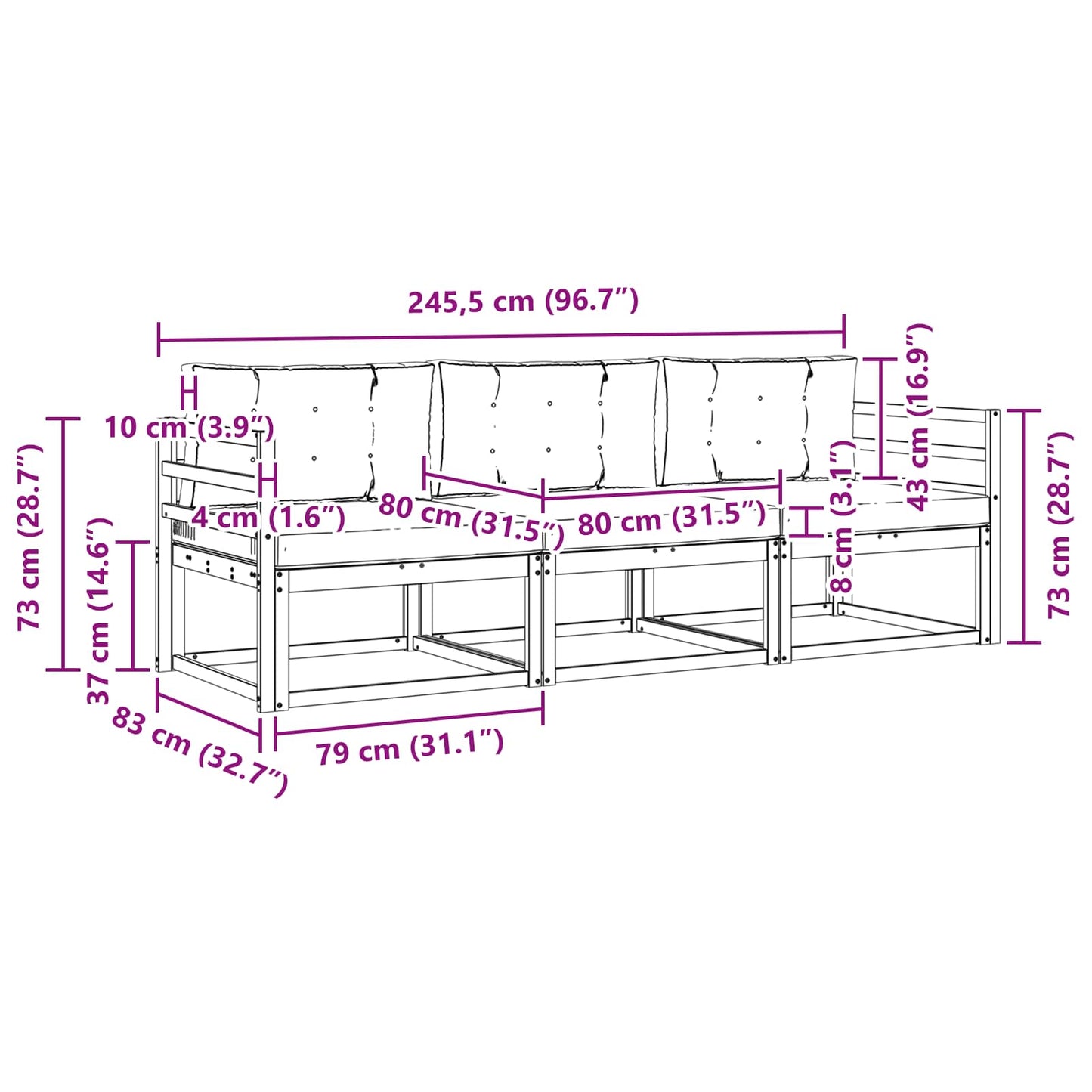 Outdoor-Sofagarnitur 3 stk. Natur und Beige