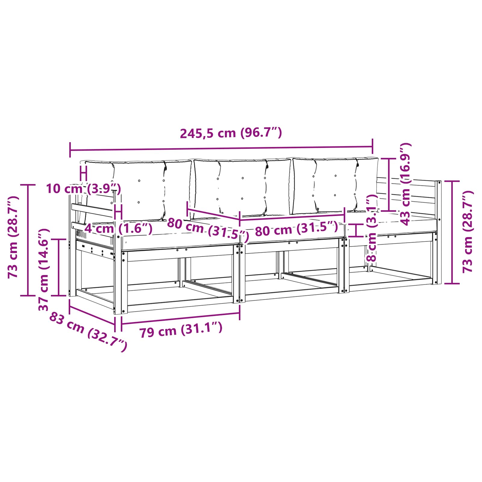 Outdoor-Sofagarnitur 3 stk. Natur und Beige