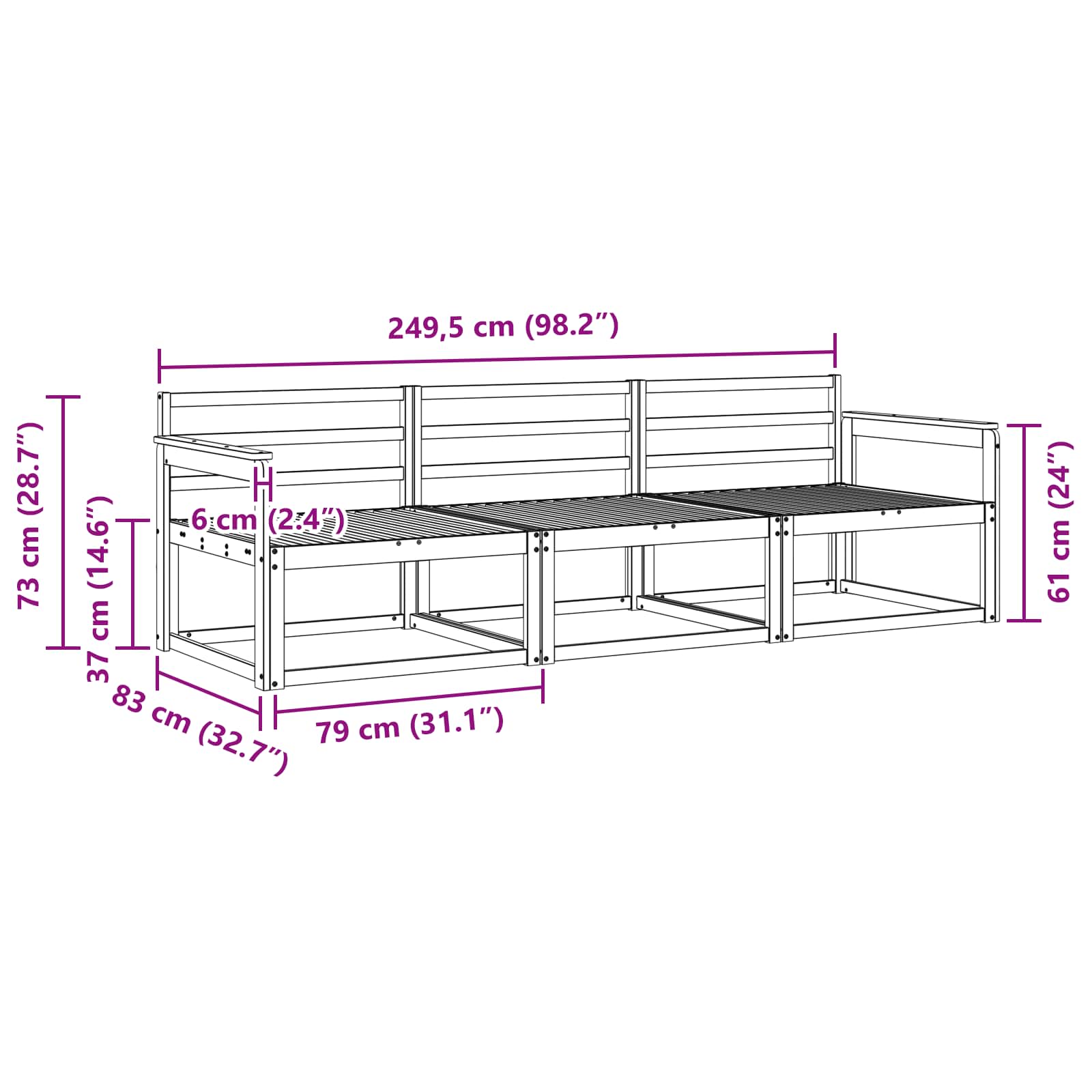 Outdoor-Sofagarnitur 3 stk. Natur Massivholz Akazie