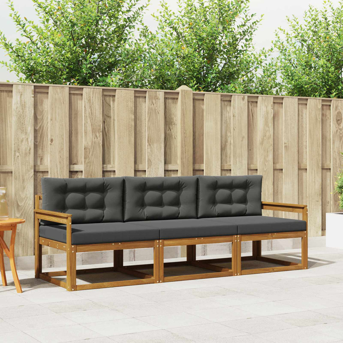 Outdoor-Sofagarnitur 3 stk. Natur und Anthrazit