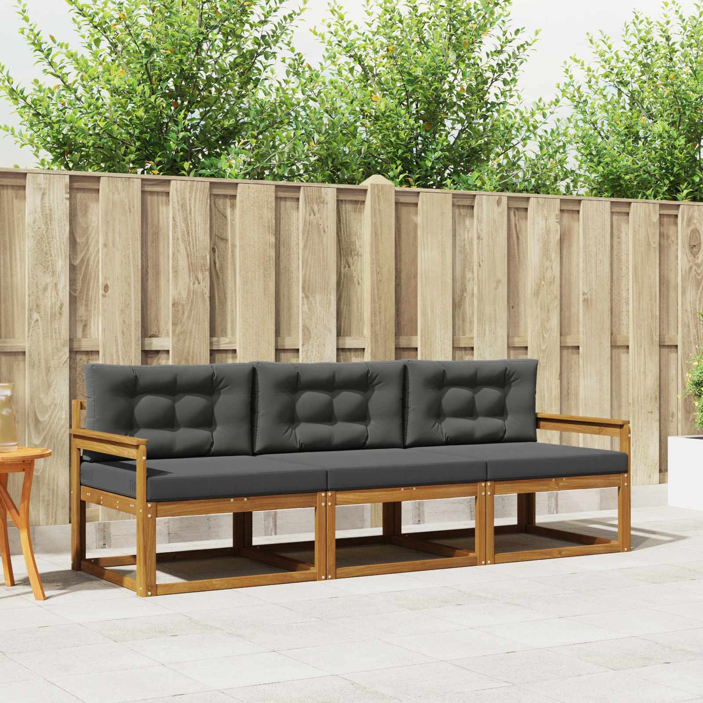 Outdoor-Sofagarnitur 3 stk. Natur und Anthrazit