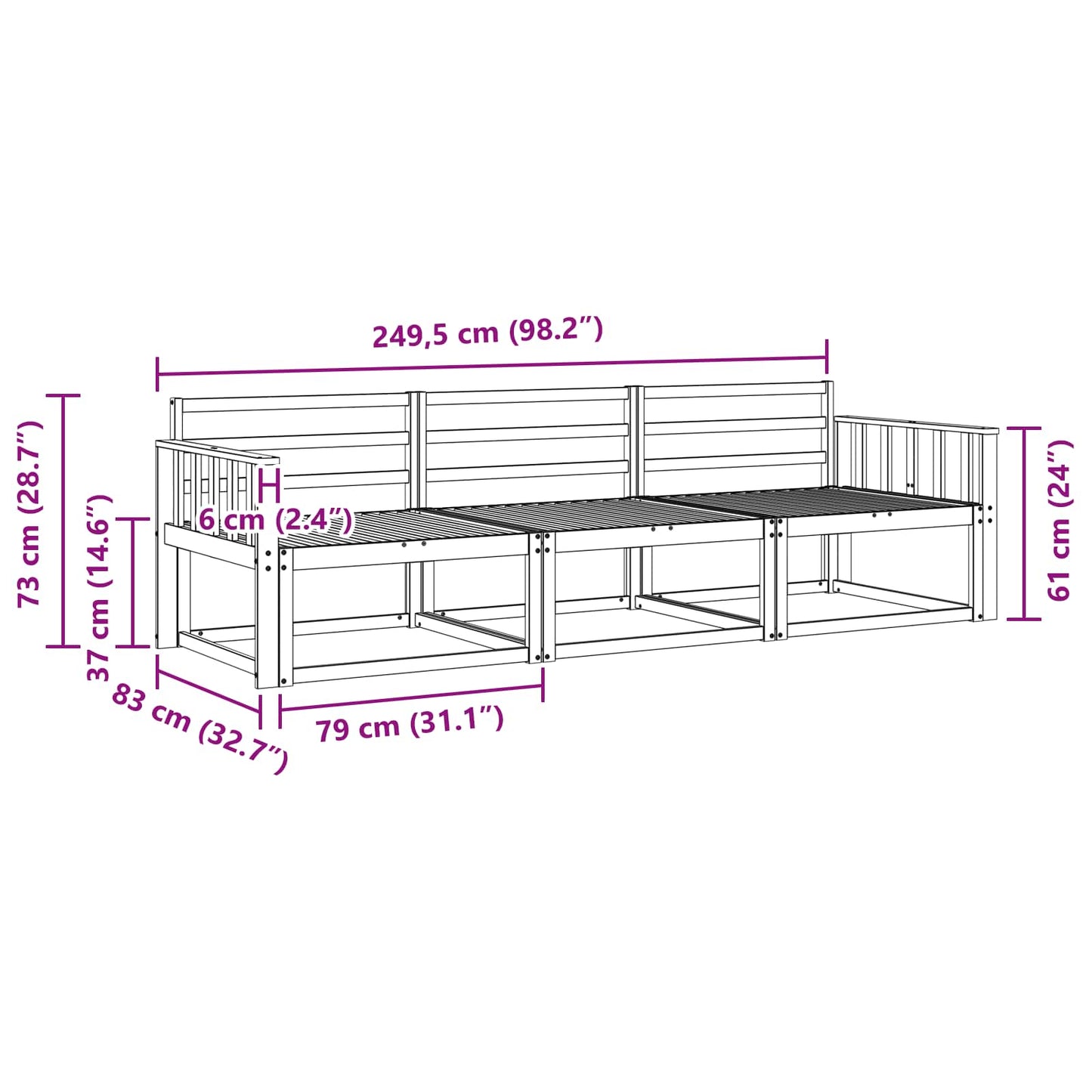Outdoor-Sofagarnitur 3 stk. Natur Massivholz Akazie