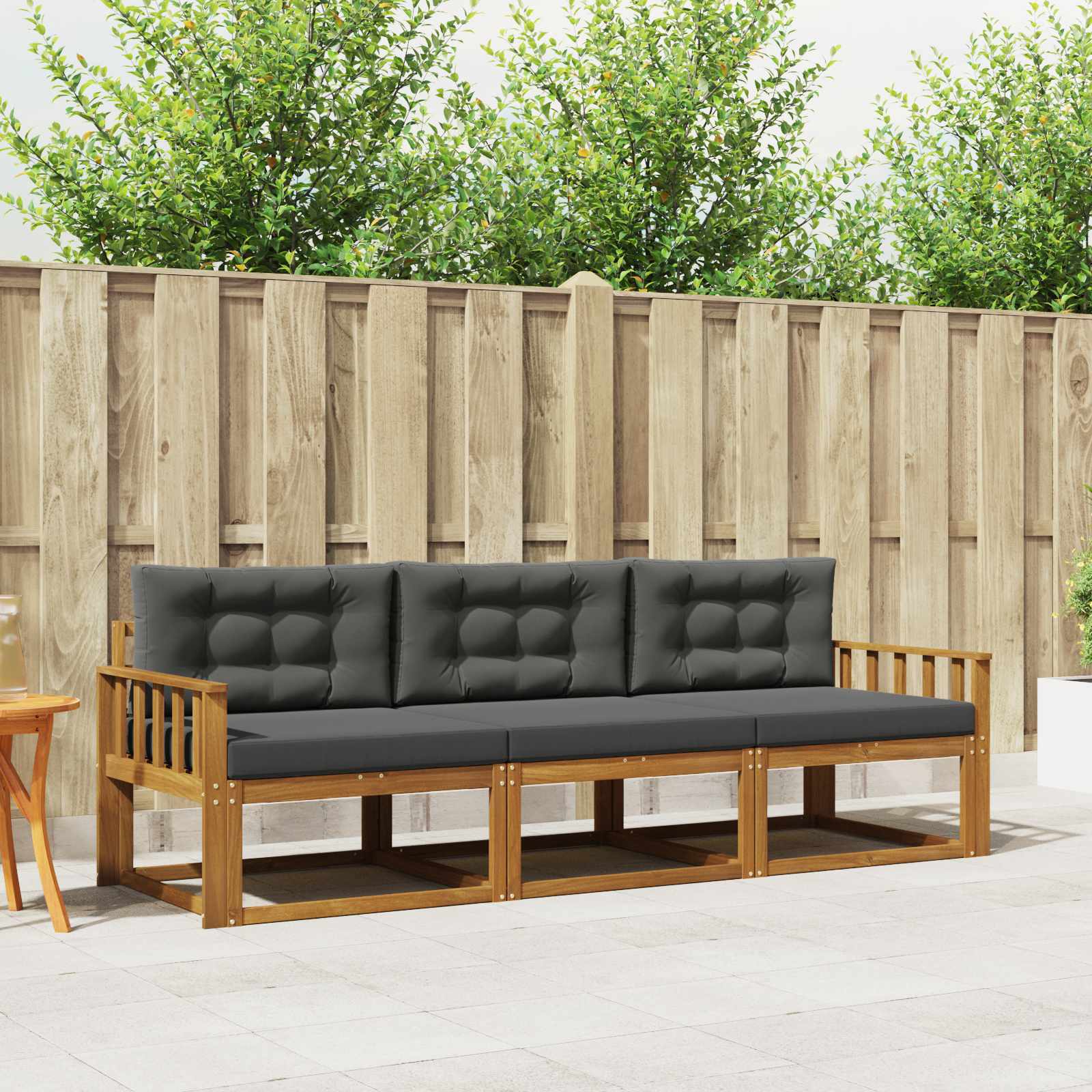 Outdoor-Sofagarnitur 3 stk. Natur und Anthrazit