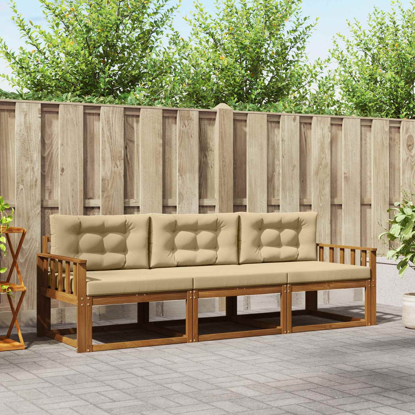 Outdoor-Sofagarnitur 3 stk. Natur und Beige