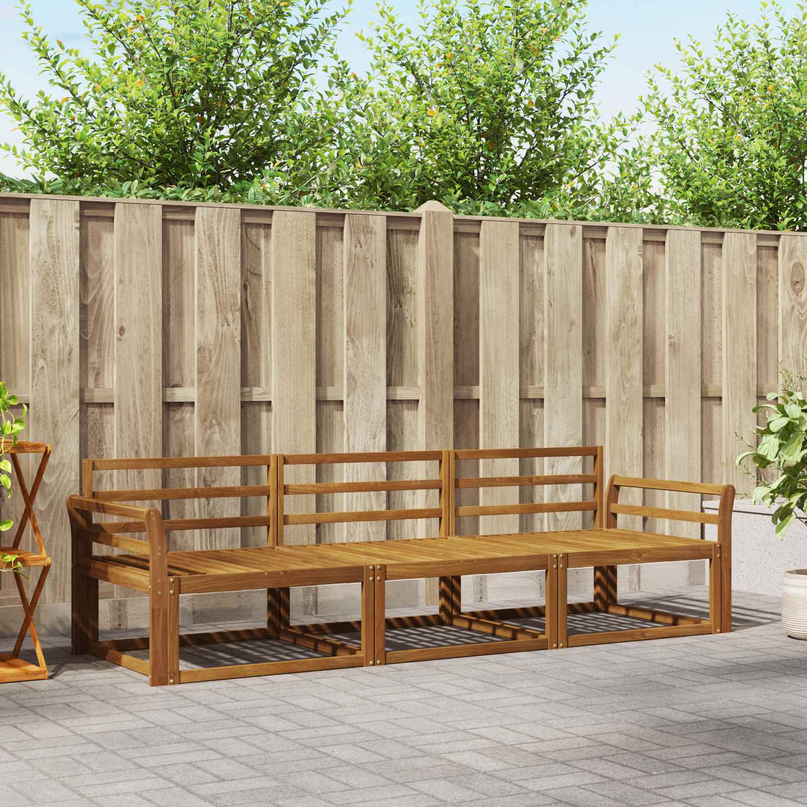 Outdoor-Sofagarnitur 3 stk. Natur Massivholz Akazie