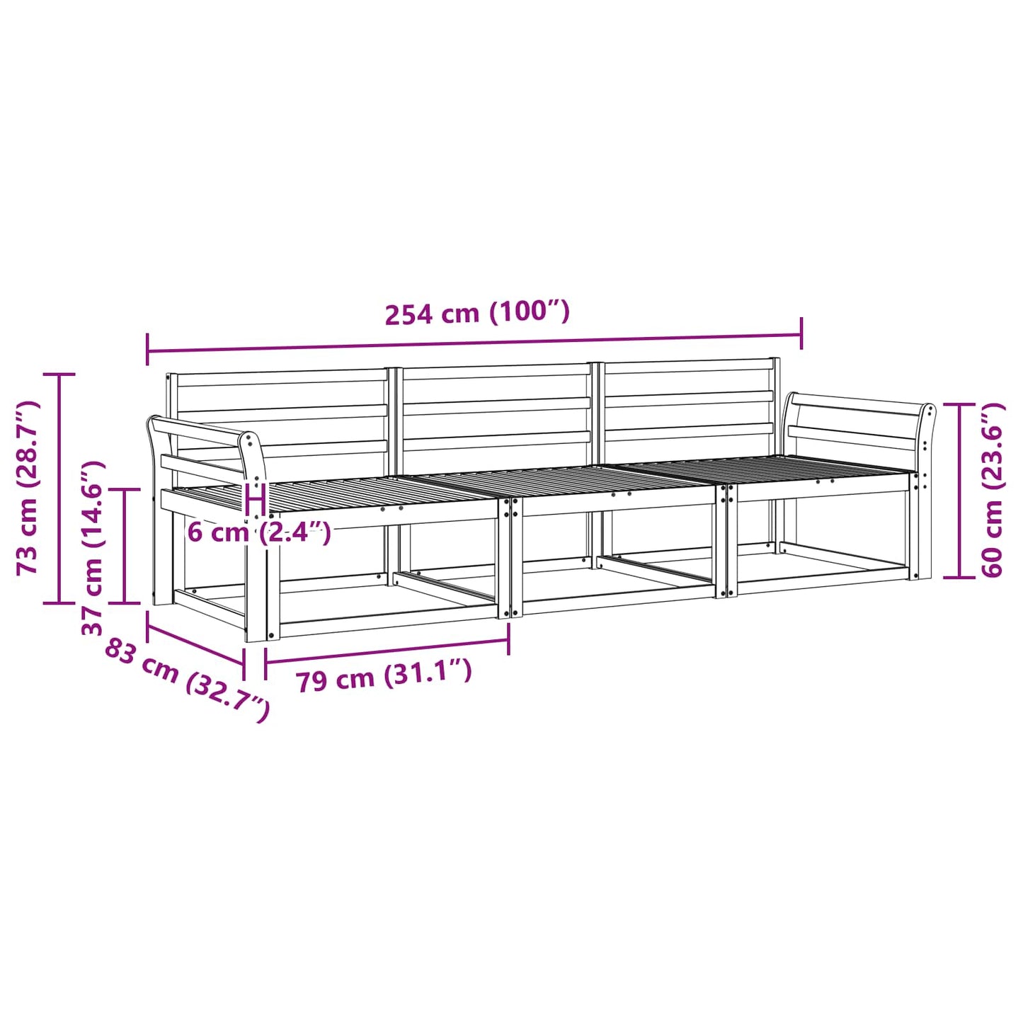 Outdoor-Sofagarnitur 3 stk. Natur Massivholz Akazie
