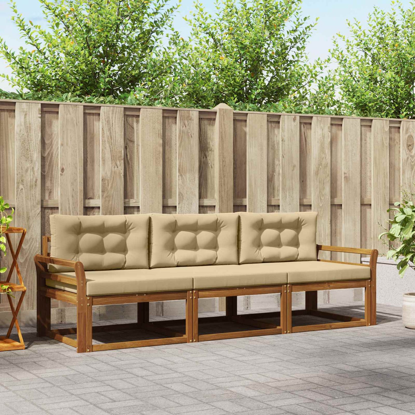 Outdoor-Sofagarnitur 3 stk. Natur und Beige